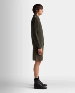 Adrien Brody Travel Collection Cardigan In Military Green Wool