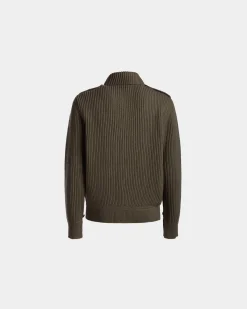 Adrien Brody Travel Collection Cardigan In Military Green Wool