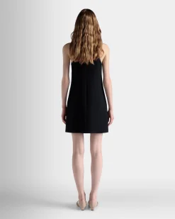 A-Line Mini Dress In Navy Blue Wool