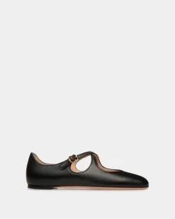 Ballyrina Flat in Black Nappa Leather