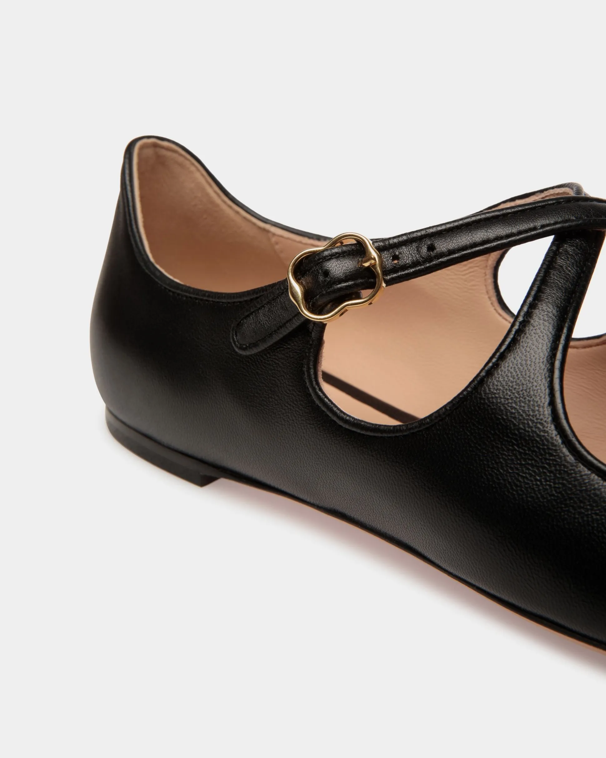 Ballyrina Flat in Black Nappa Leather