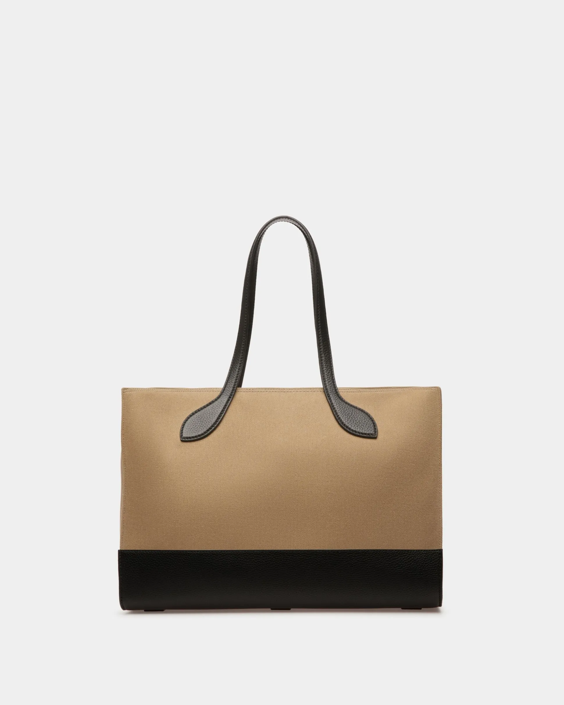 Bar Tote Bag In Sand And Black Fabric