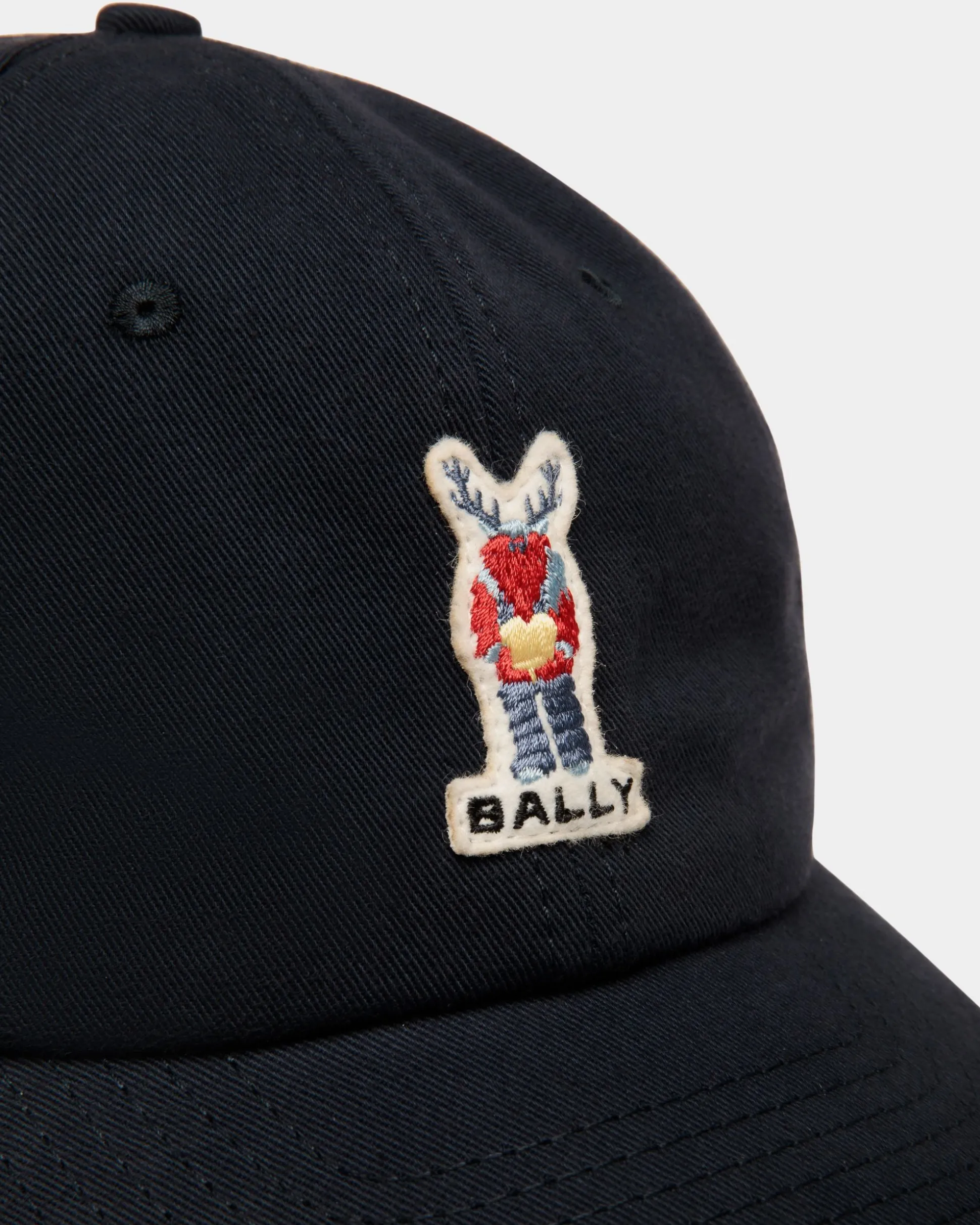Baseball Hat With Bally Crest Label In Navy Blue Cotton