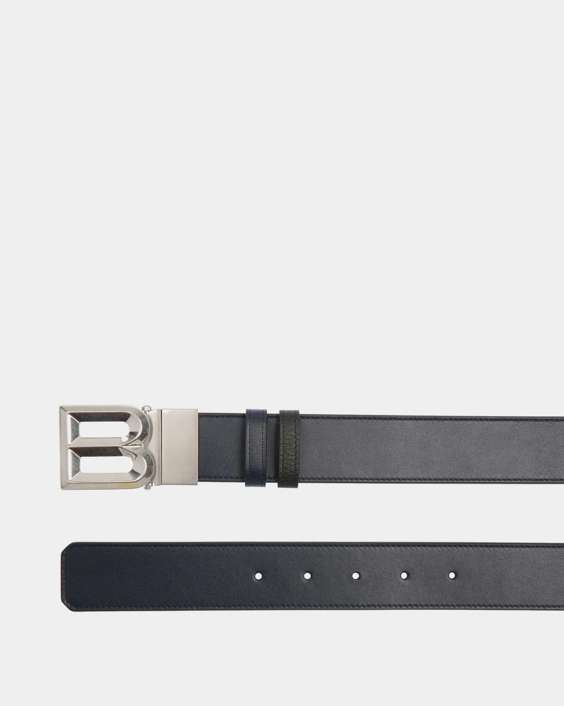B Bold 35mm Reversible And Adjustable Belt In Navy Blue And Black Leather
