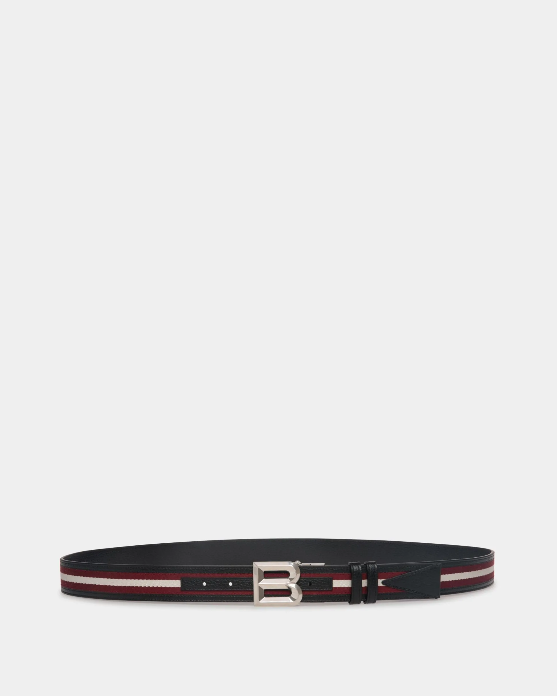 B Bold 35mm Reversible Belt in Red White Red Fabric And Leather