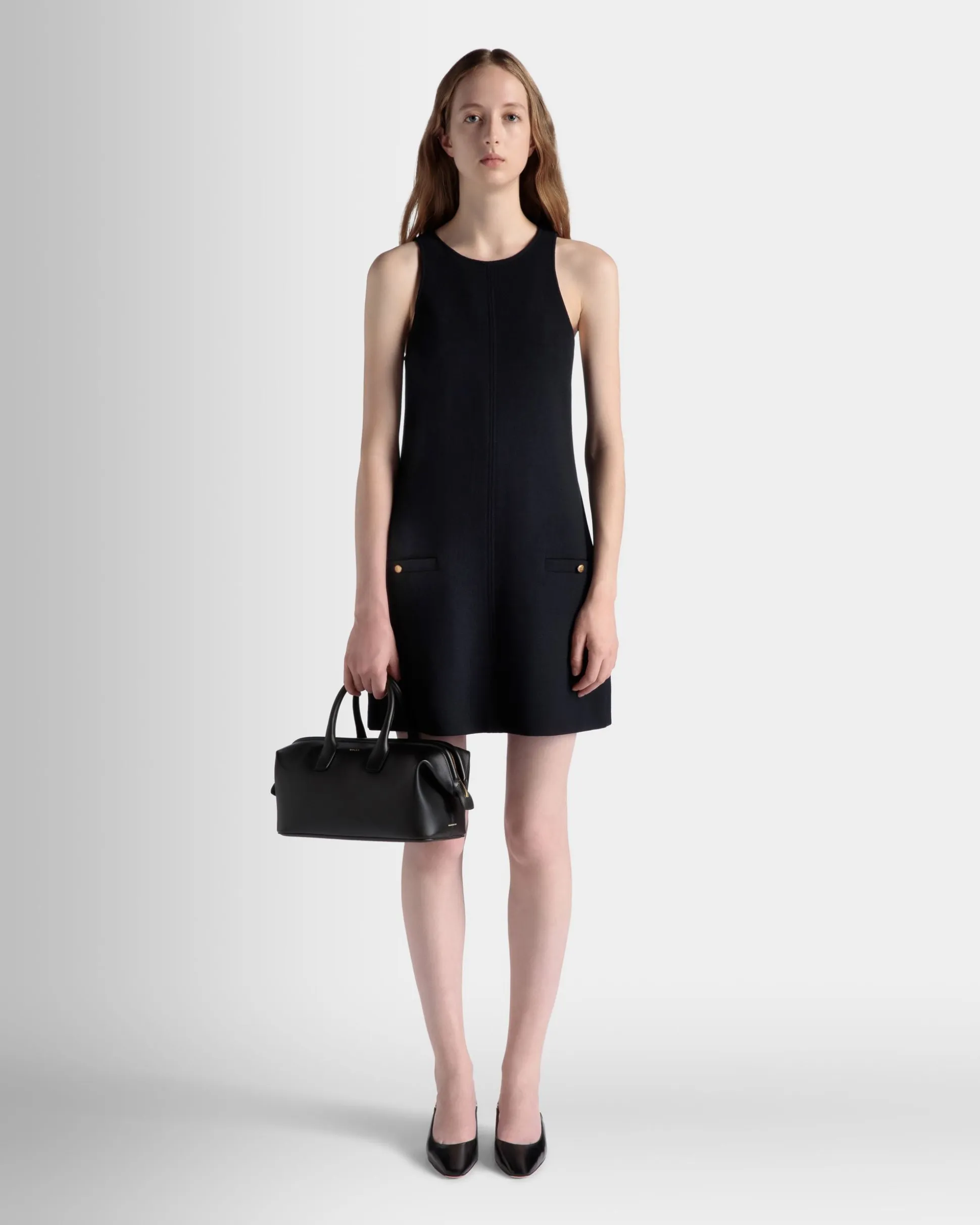 Belle Small Top Handle Bag In Black Leather