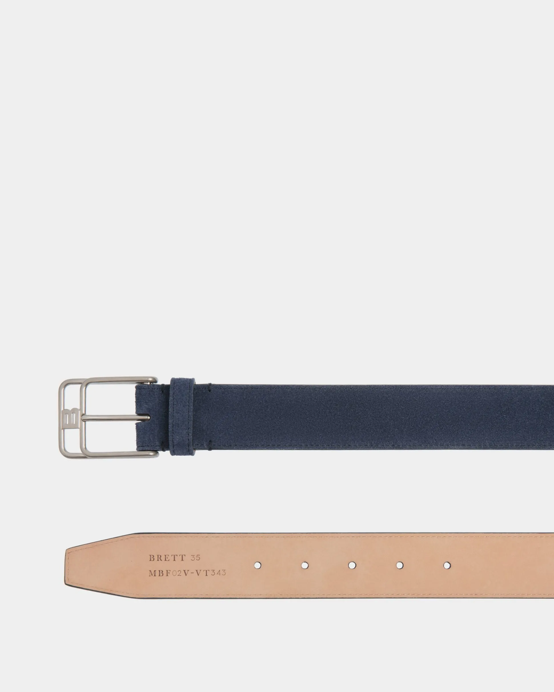 Brett 35mm Belt In Navy Blue Suede Leather