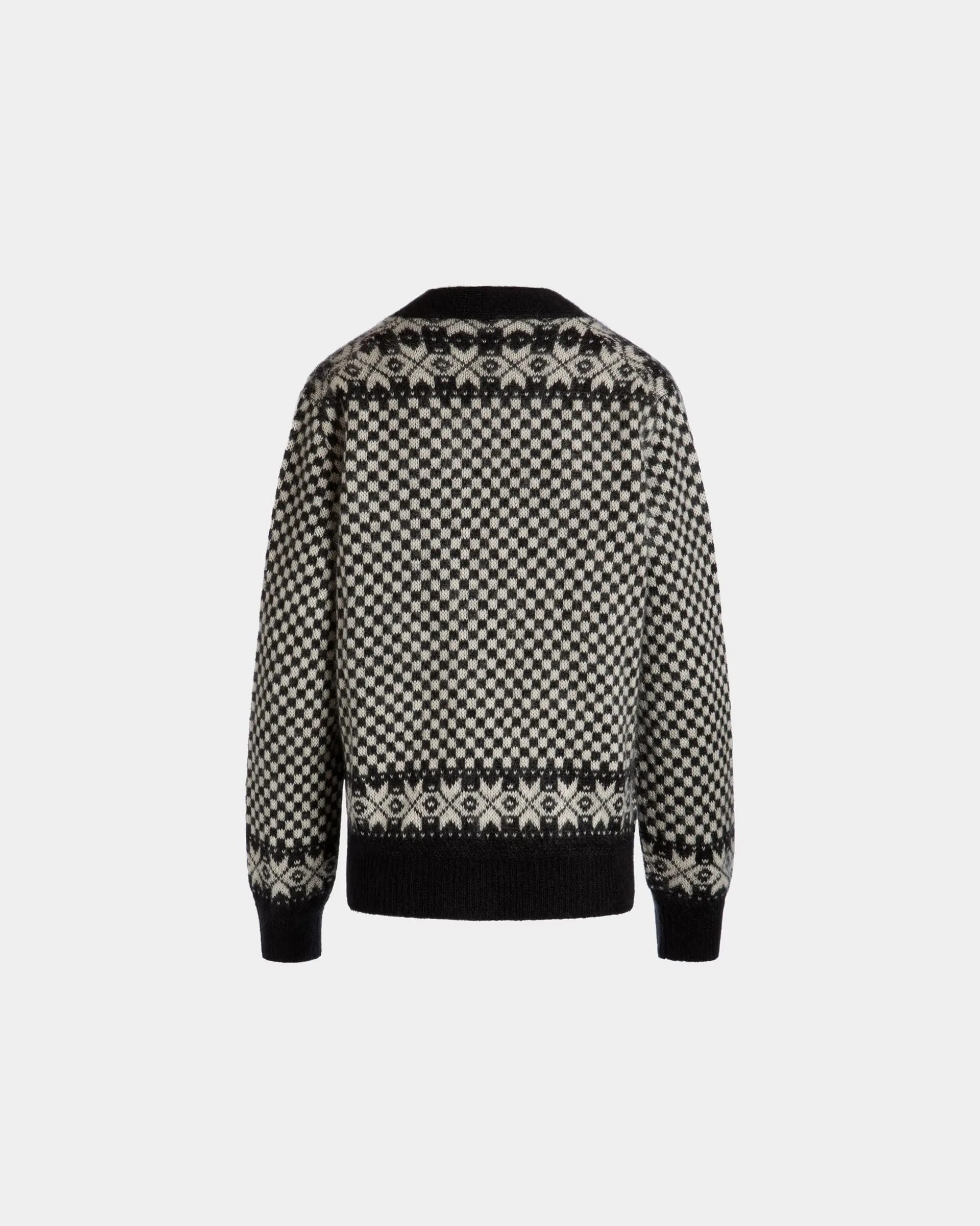 Cardigan In Black And White Mohair And Silk