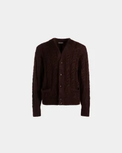 Cardigan in Brown Mohair And Silk