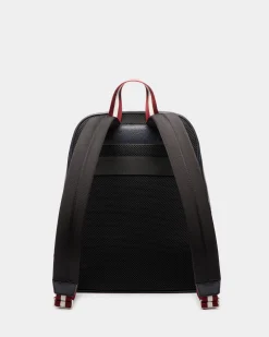 Code Backpack In Navy Blue Grained Leather