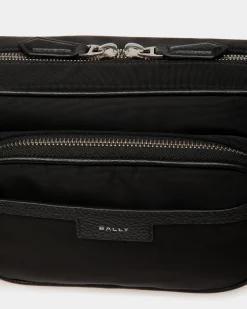 Code Crossbody Bag in Black Nylon