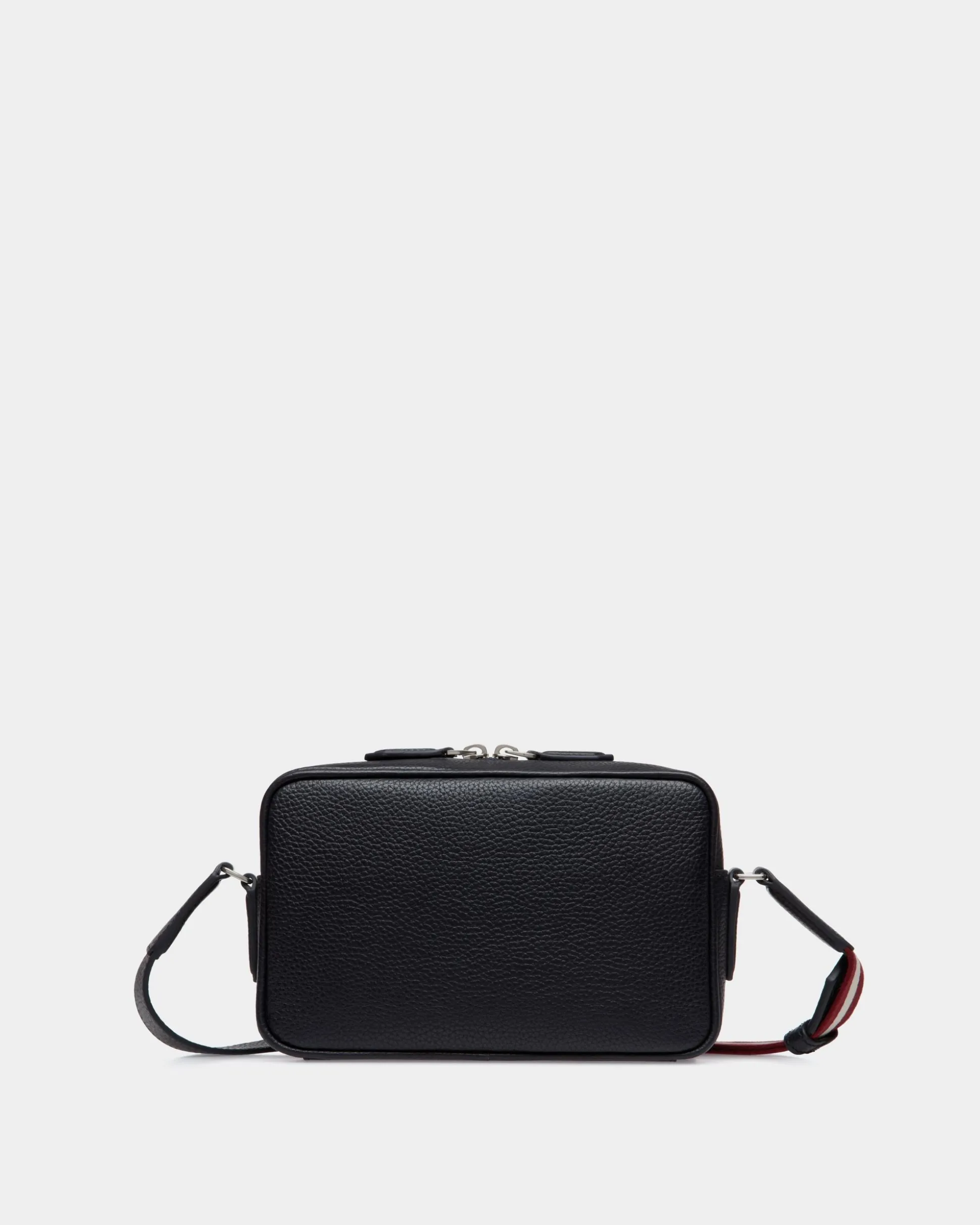 Code Crossbody Bag In Navy Blue Grained Leather