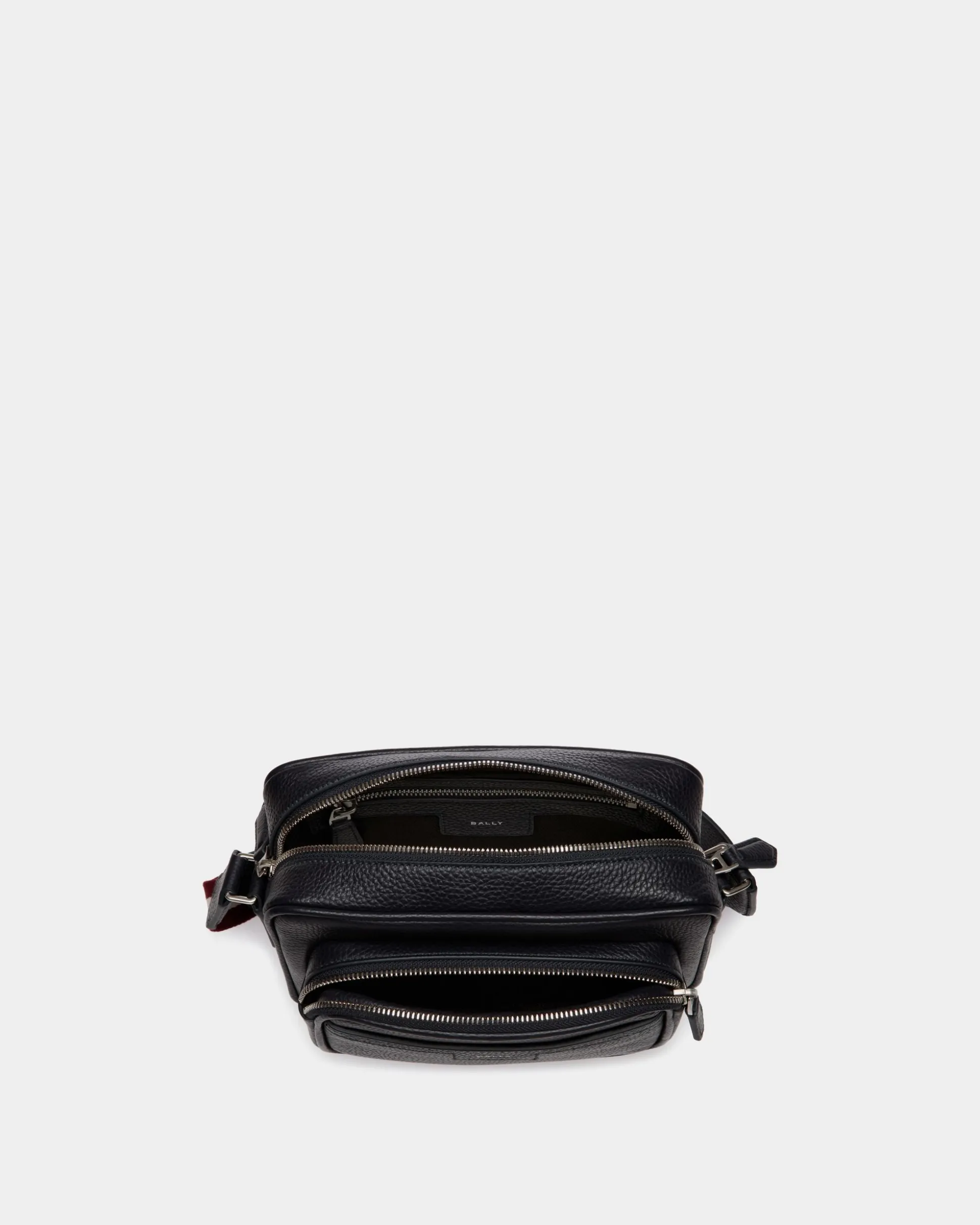 Code Crossbody Bag In Navy Blue Grained Leather
