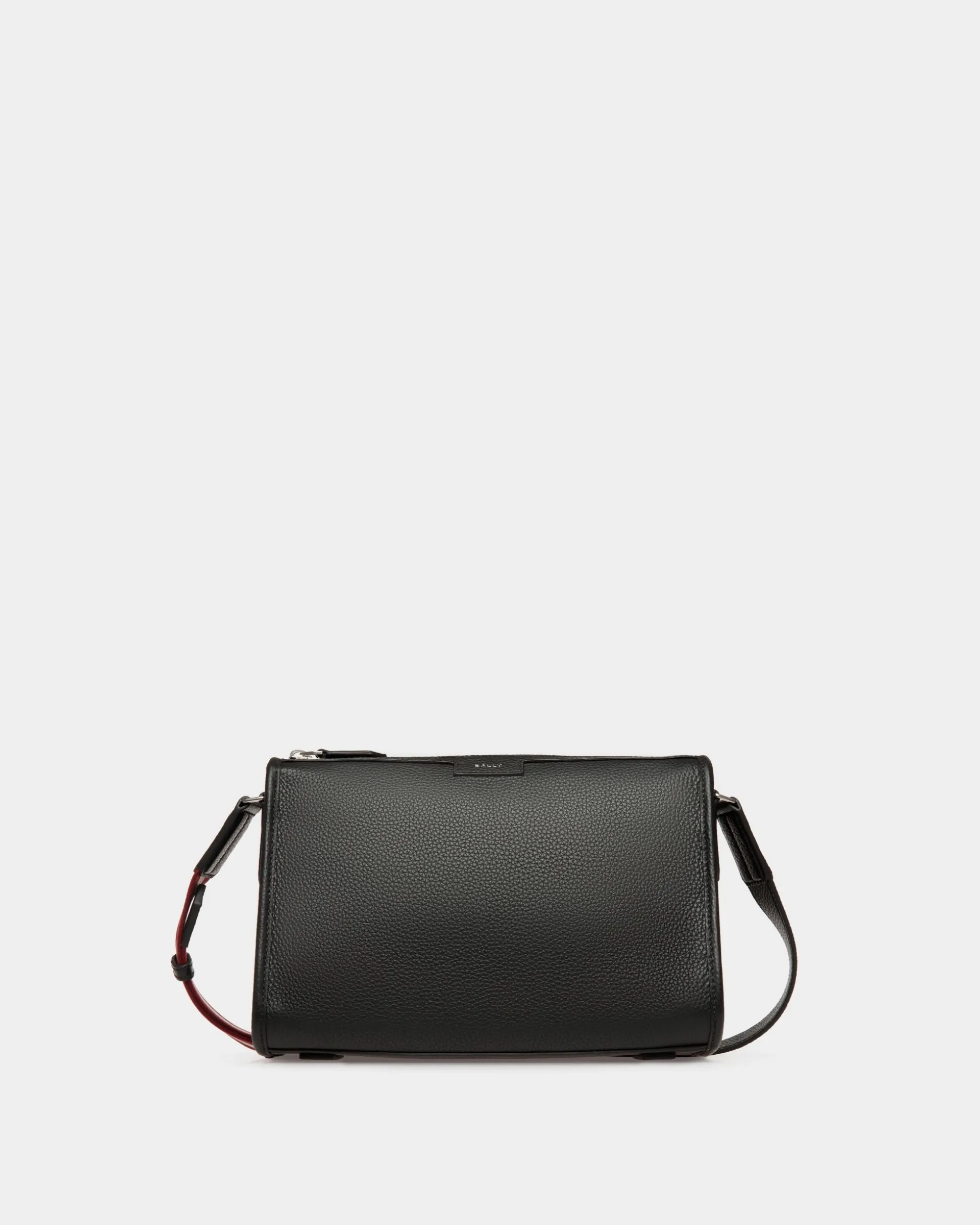 Code Small Messenger Bag in Black Grained Leather