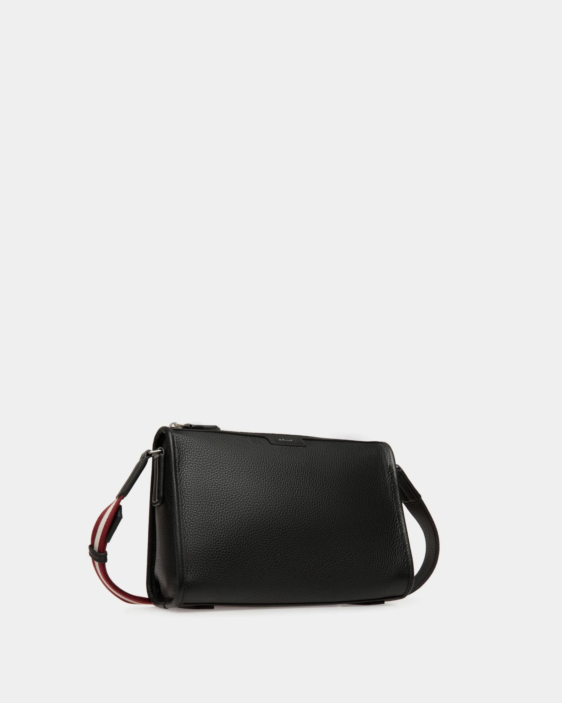 Code Small Messenger Bag in Black Grained Leather
