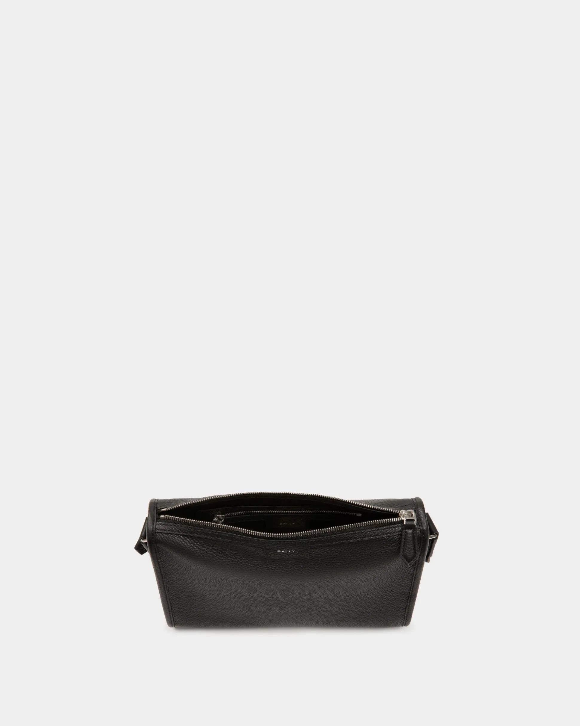Code Small Messenger Bag in Black Grained Leather