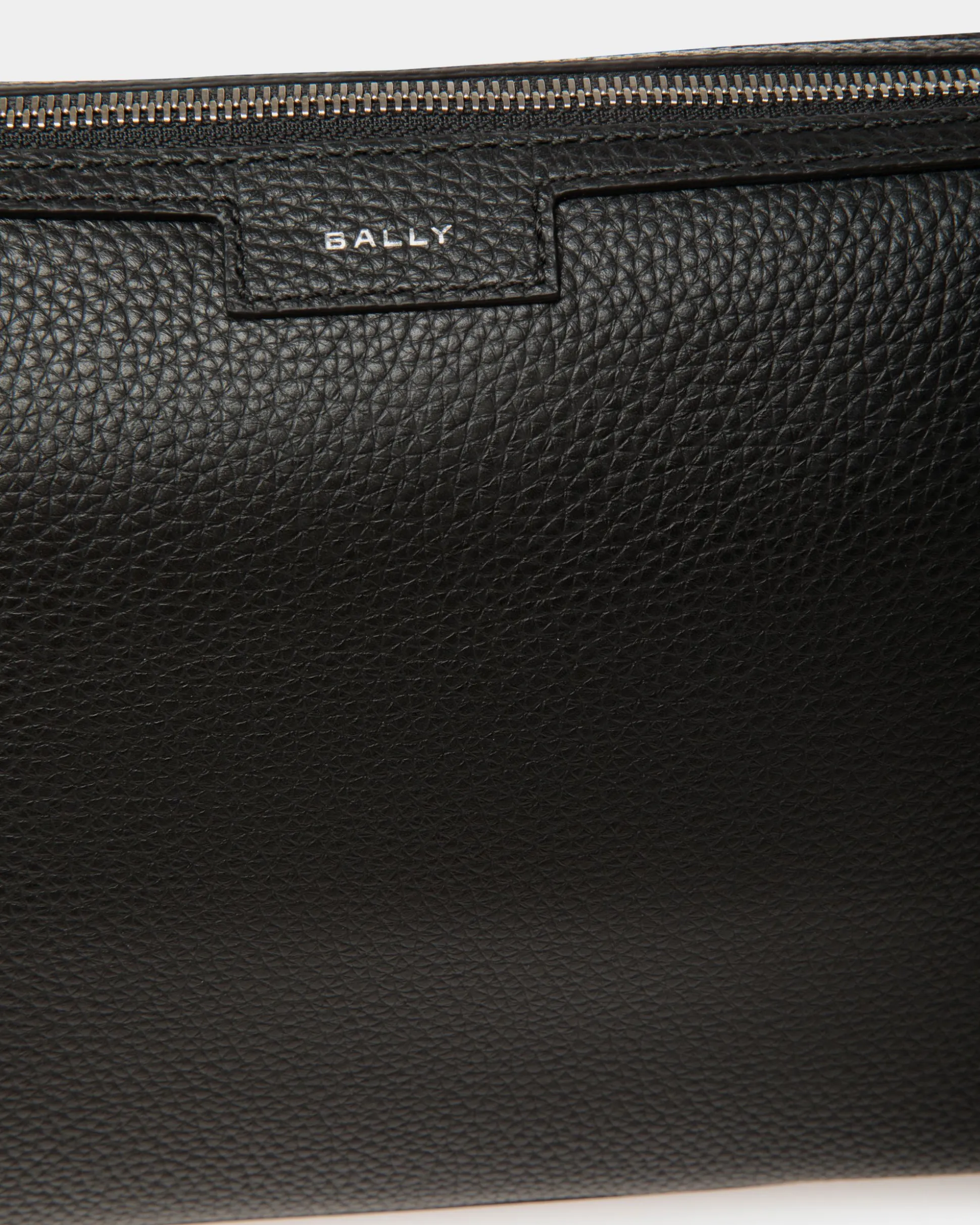 Code Small Messenger Bag in Black Grained Leather