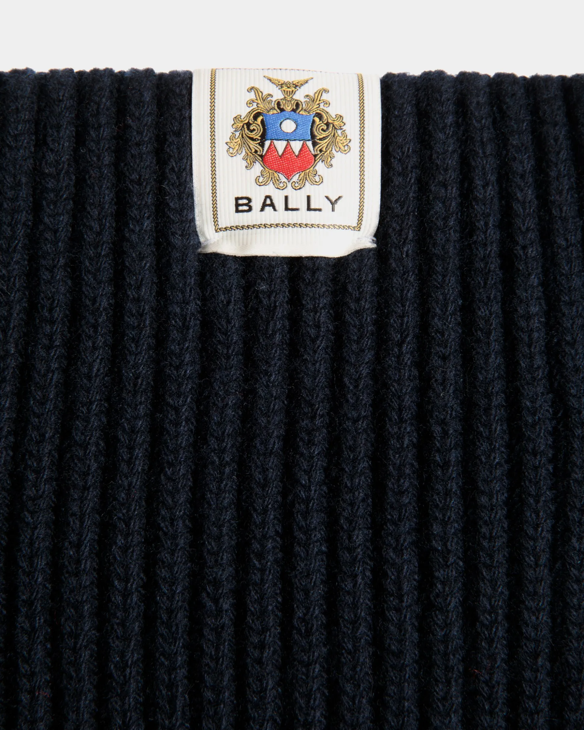 Crewneck Sweater In Navy Blue Wool
