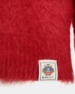 Crewneck Sweater In Red Mohair And Silk