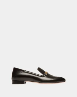 Deco Slipper in Black Leather