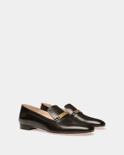 Deco Slipper in Black Leather