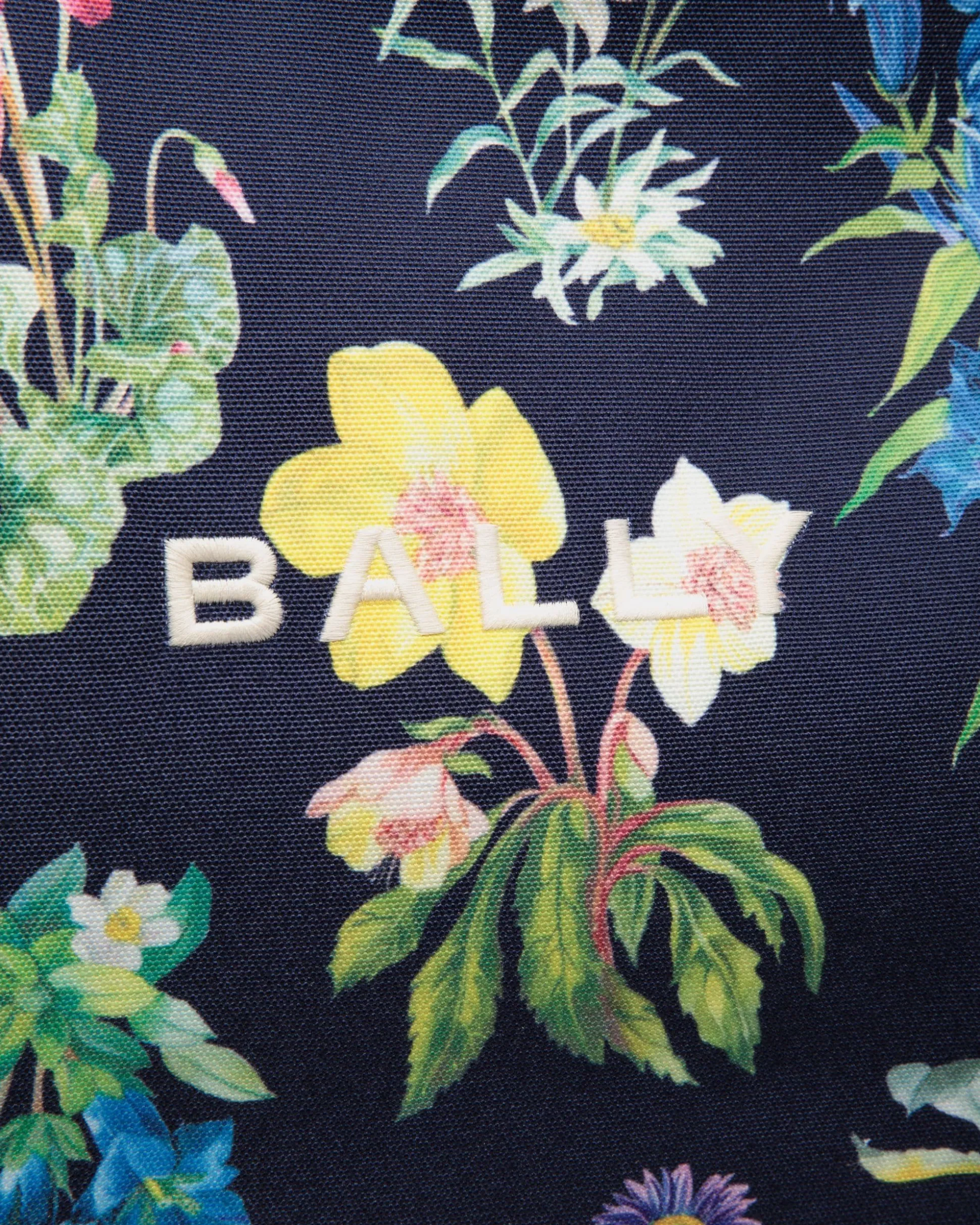 Easy Bally Tote Bag In Mountain Flower Print Canvas And Leather