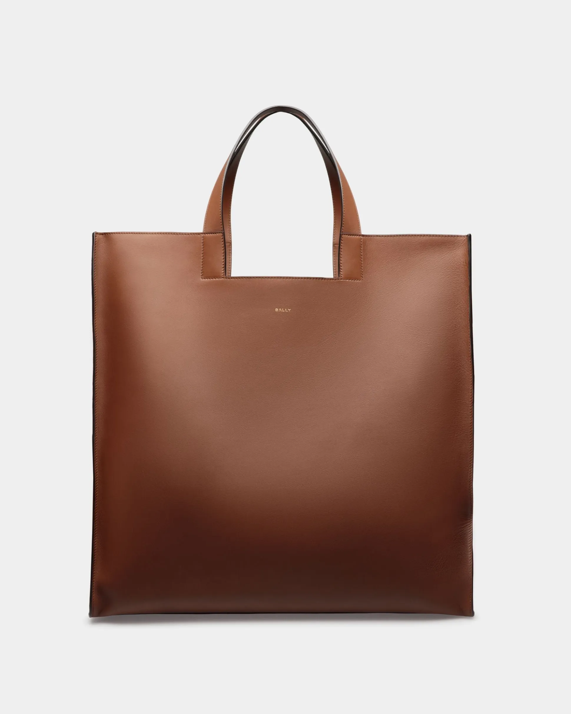 Easy Bally Tote In Brown Leather