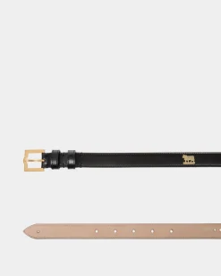 Emblem 95 cm Belt in Black Brushed Leather