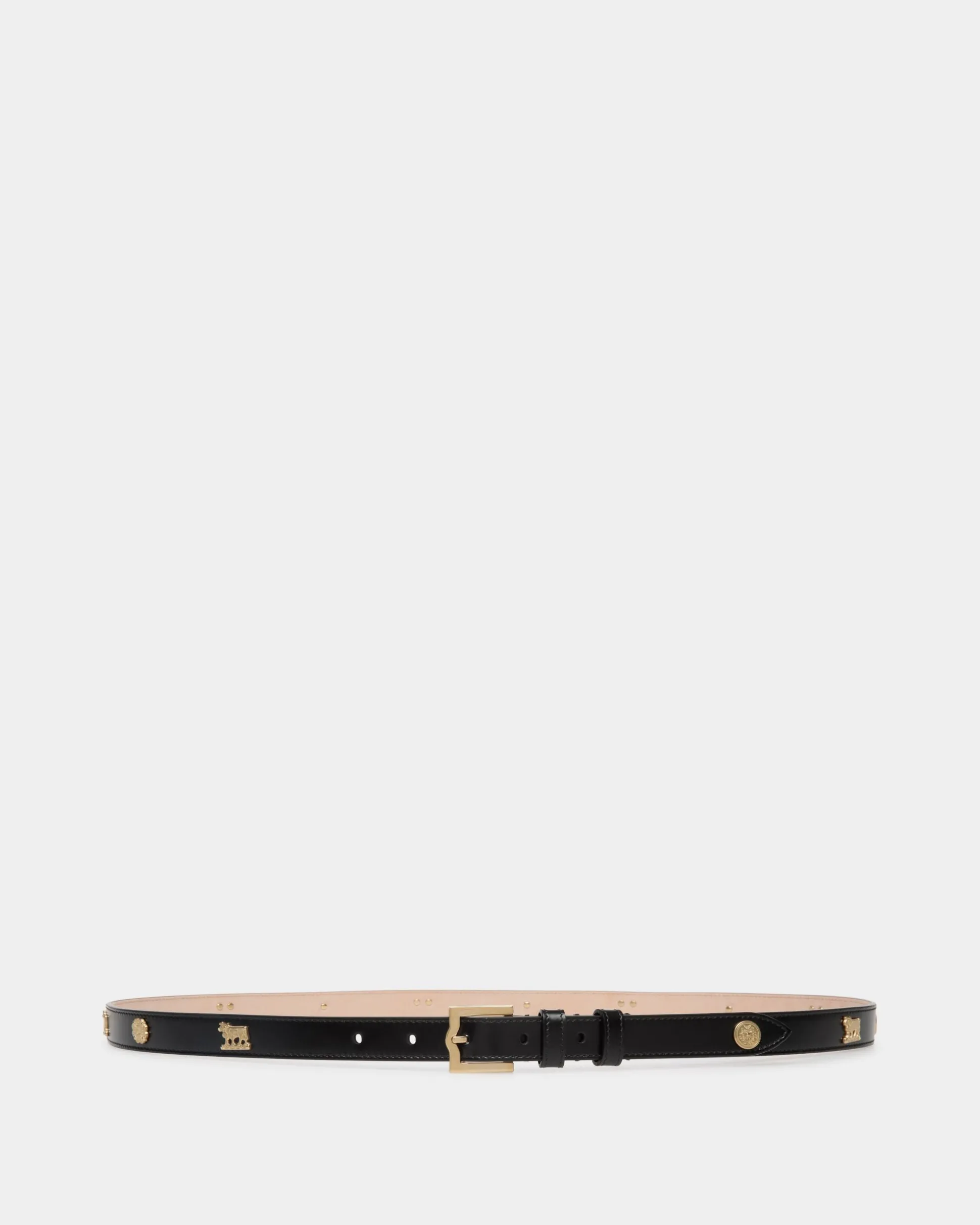 Emblem 105 cm Belt in Black Brushed Leather
