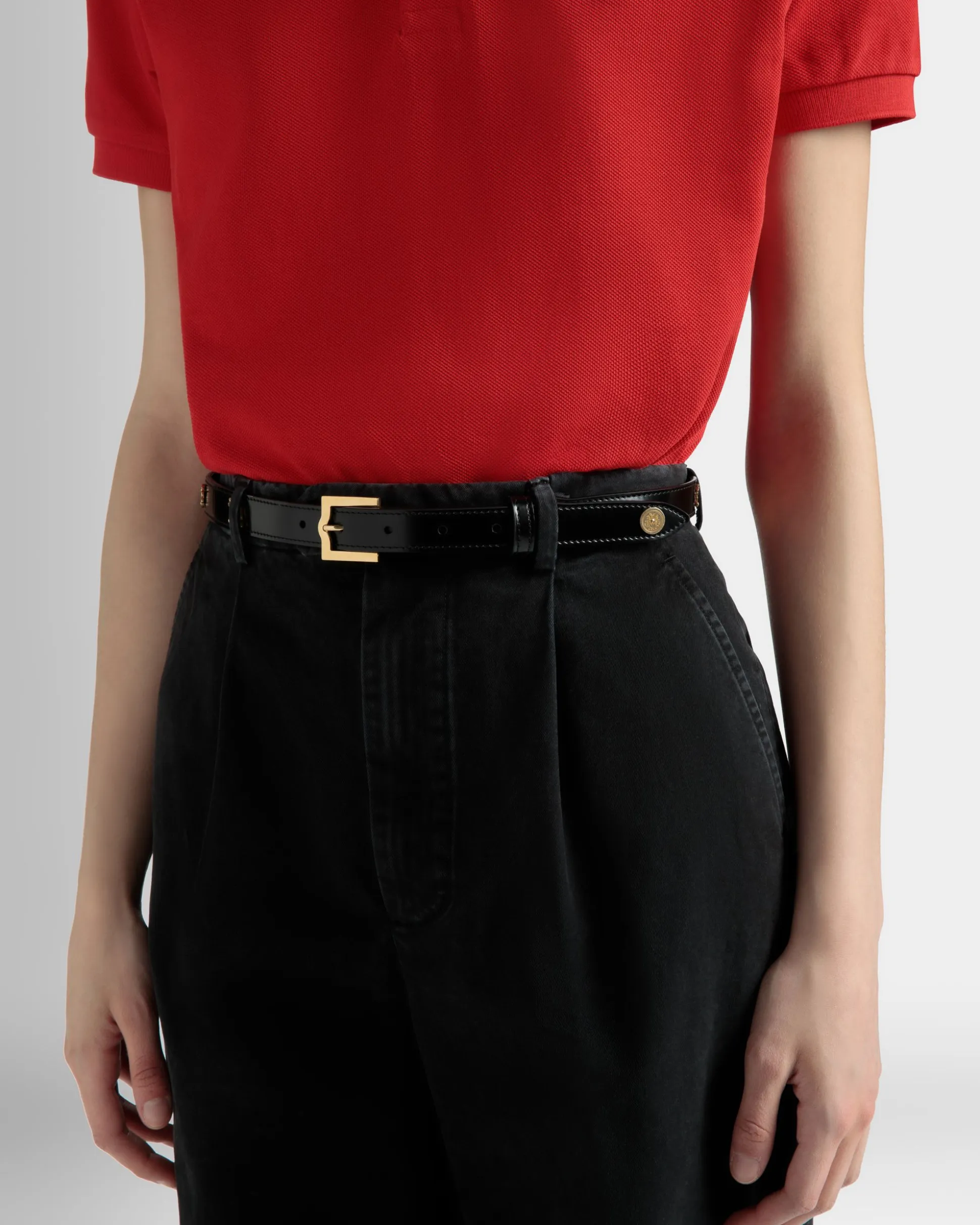 Emblem 105 cm Belt in Black Brushed Leather