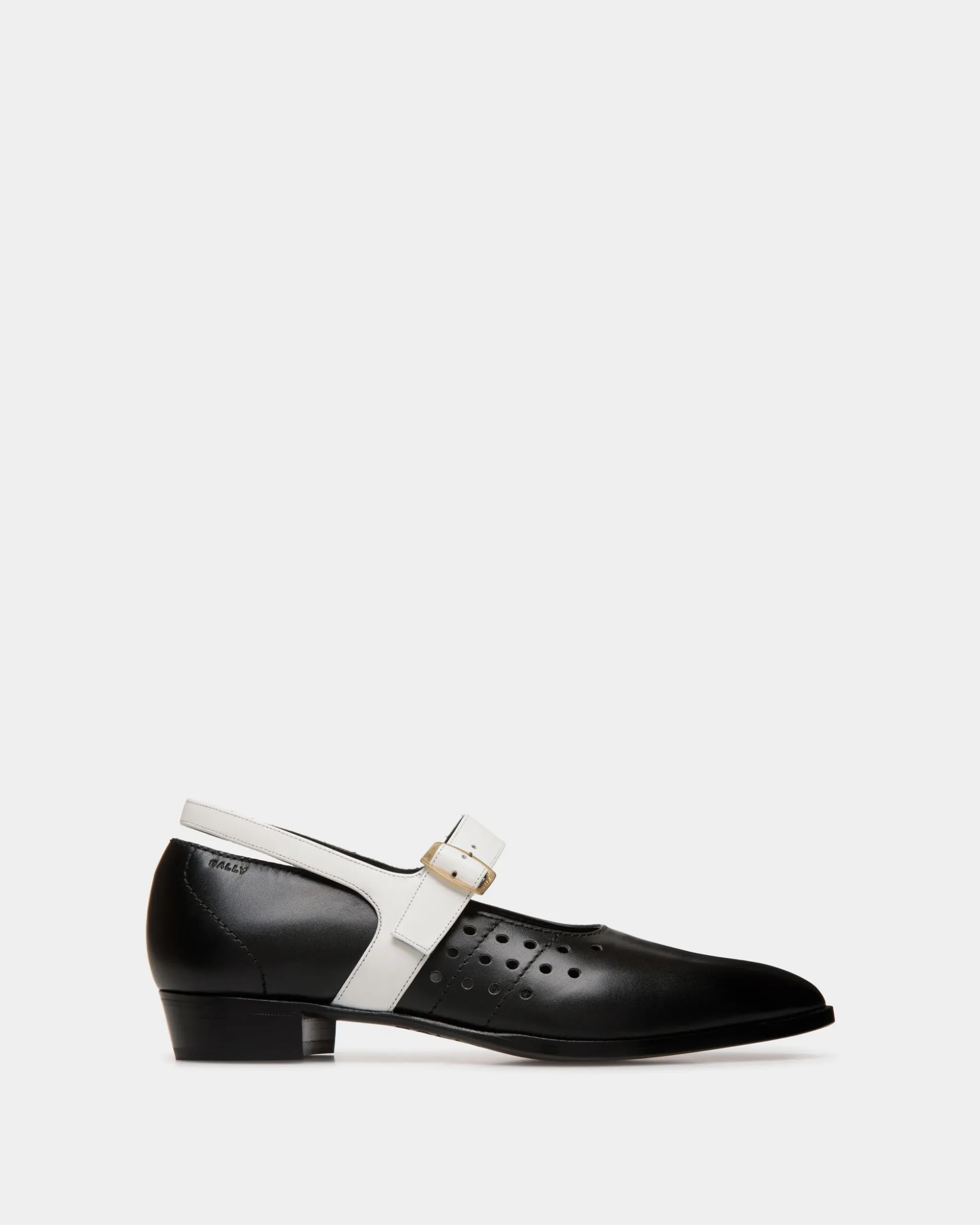 Glendale Mary-Jane In Black and White Leather