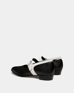 Glendale Mary-Jane In Black and White Leather