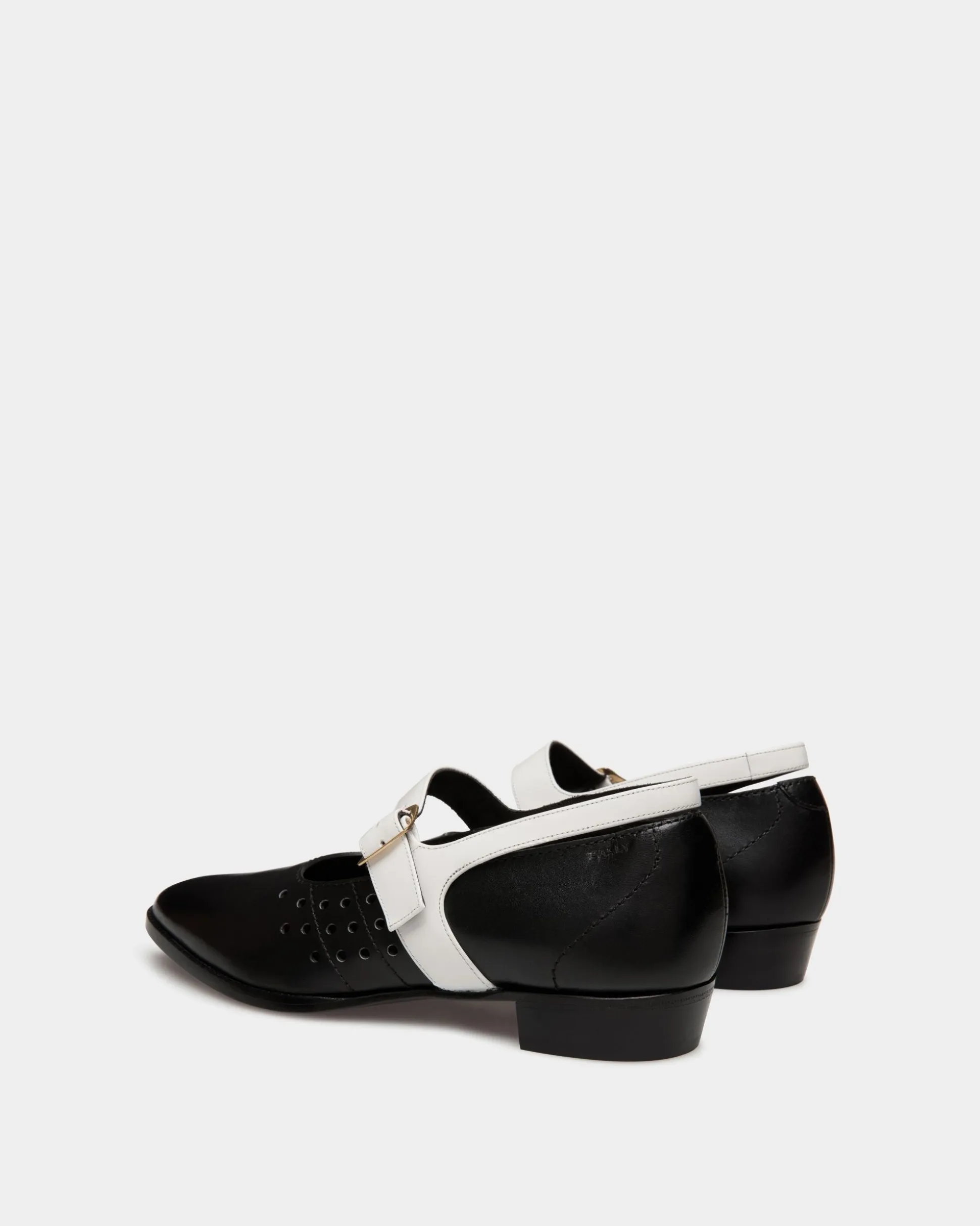 Glendale Mary-Jane In Black and White Leather