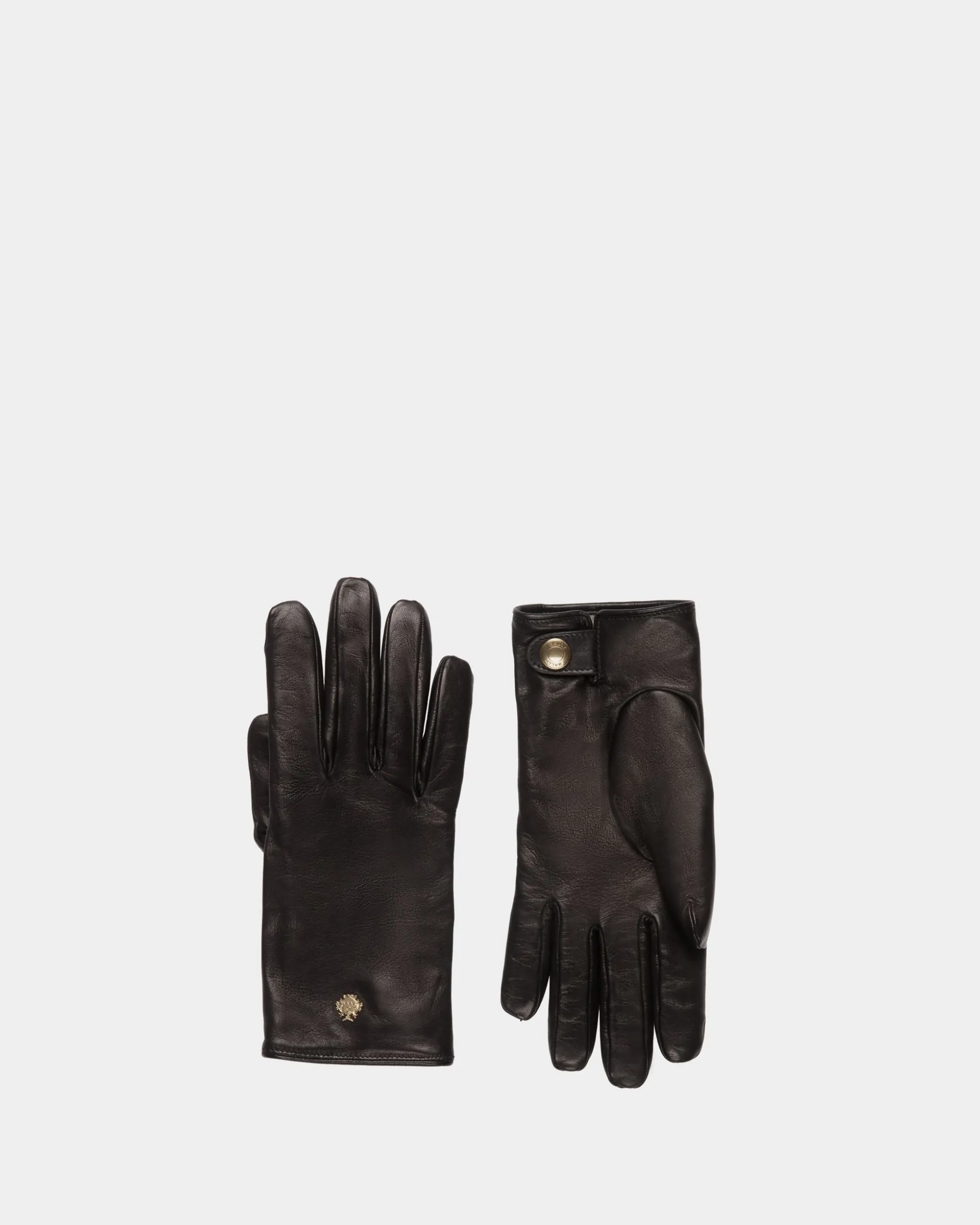 Gloves With a Bally Crest Logo In Black Leather
