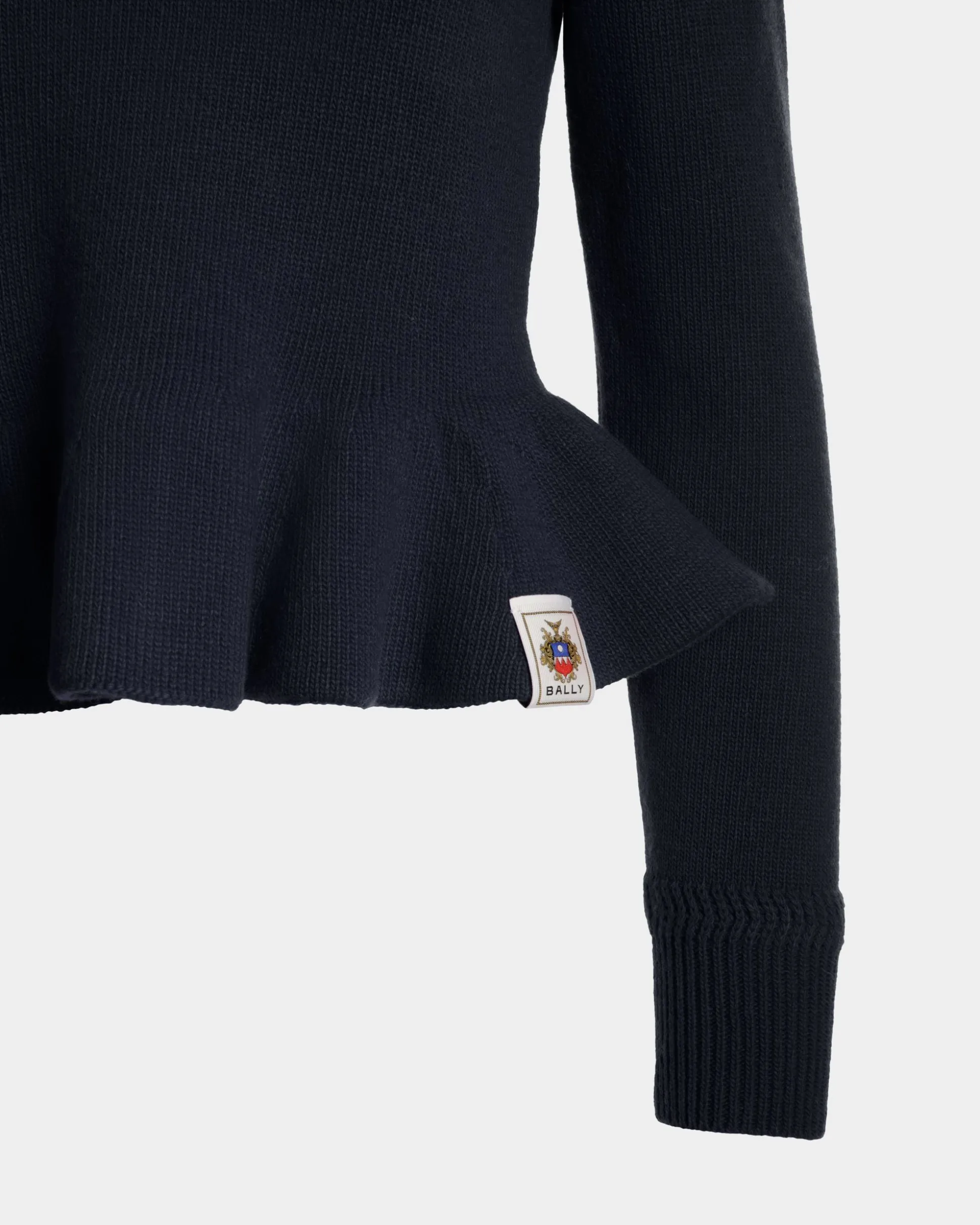 Knit Top In Navy Blue Wool