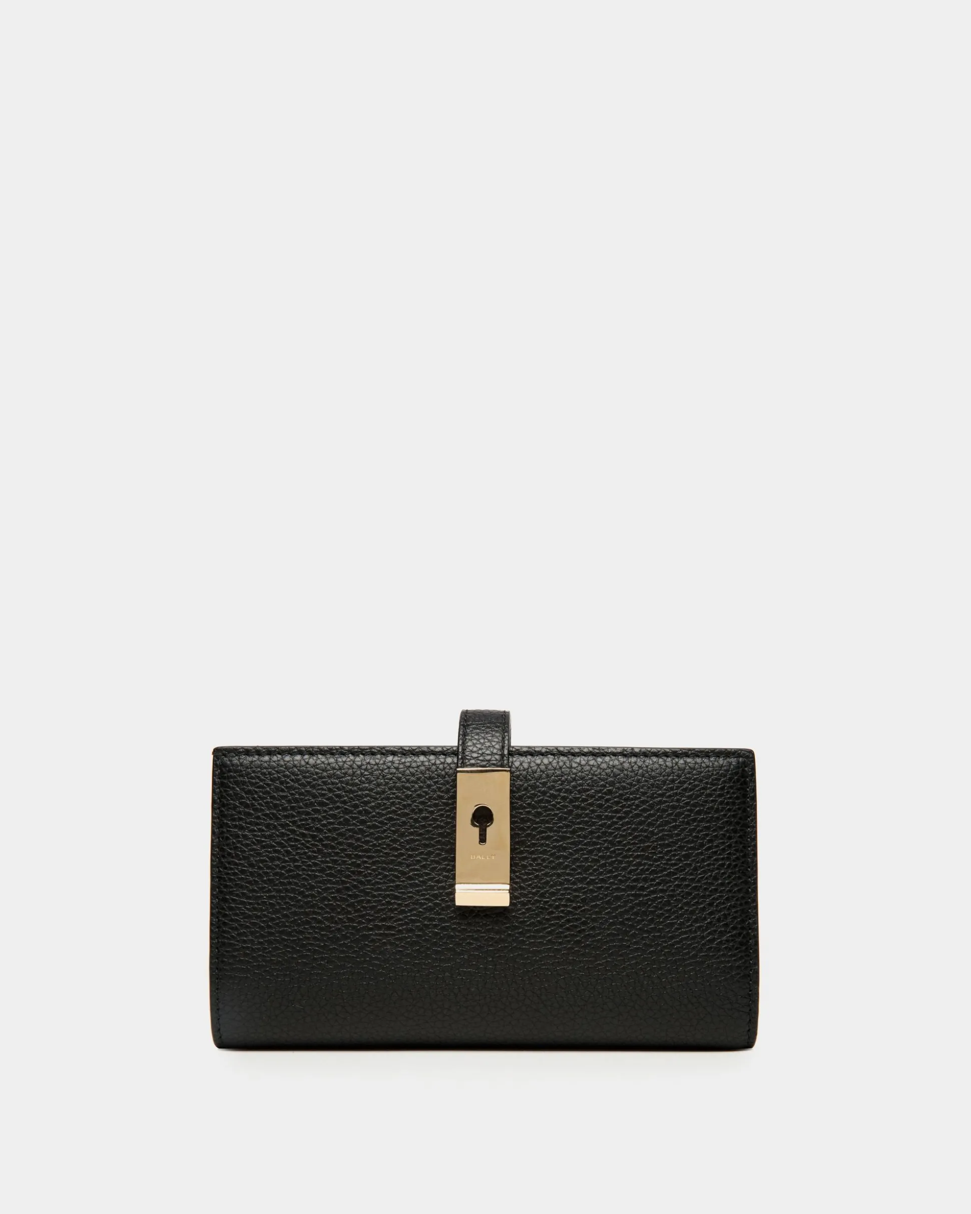 Lock Me Long Wallet In Black Grained Leather
