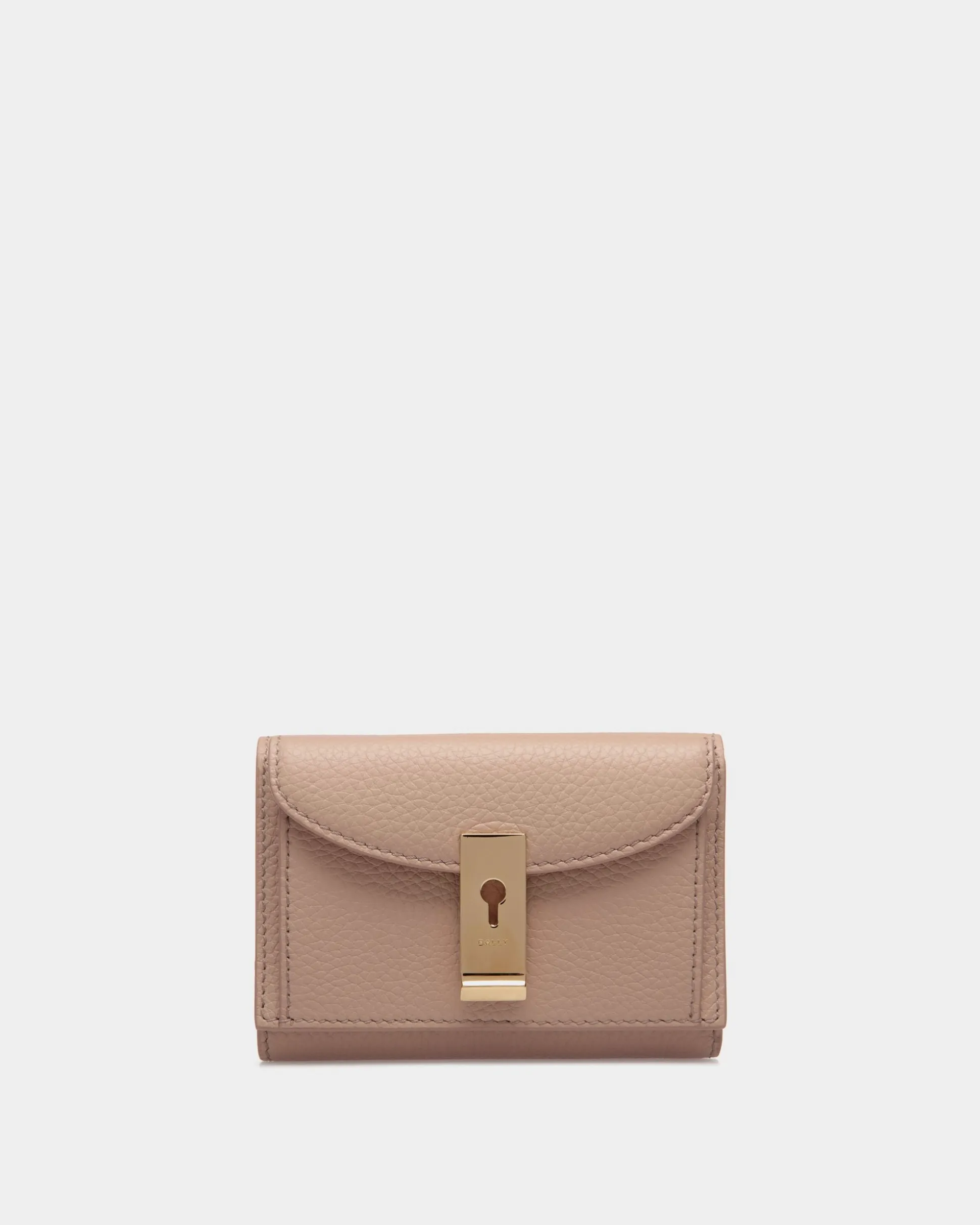 Lock Me Wallet In Nude Grained Leather