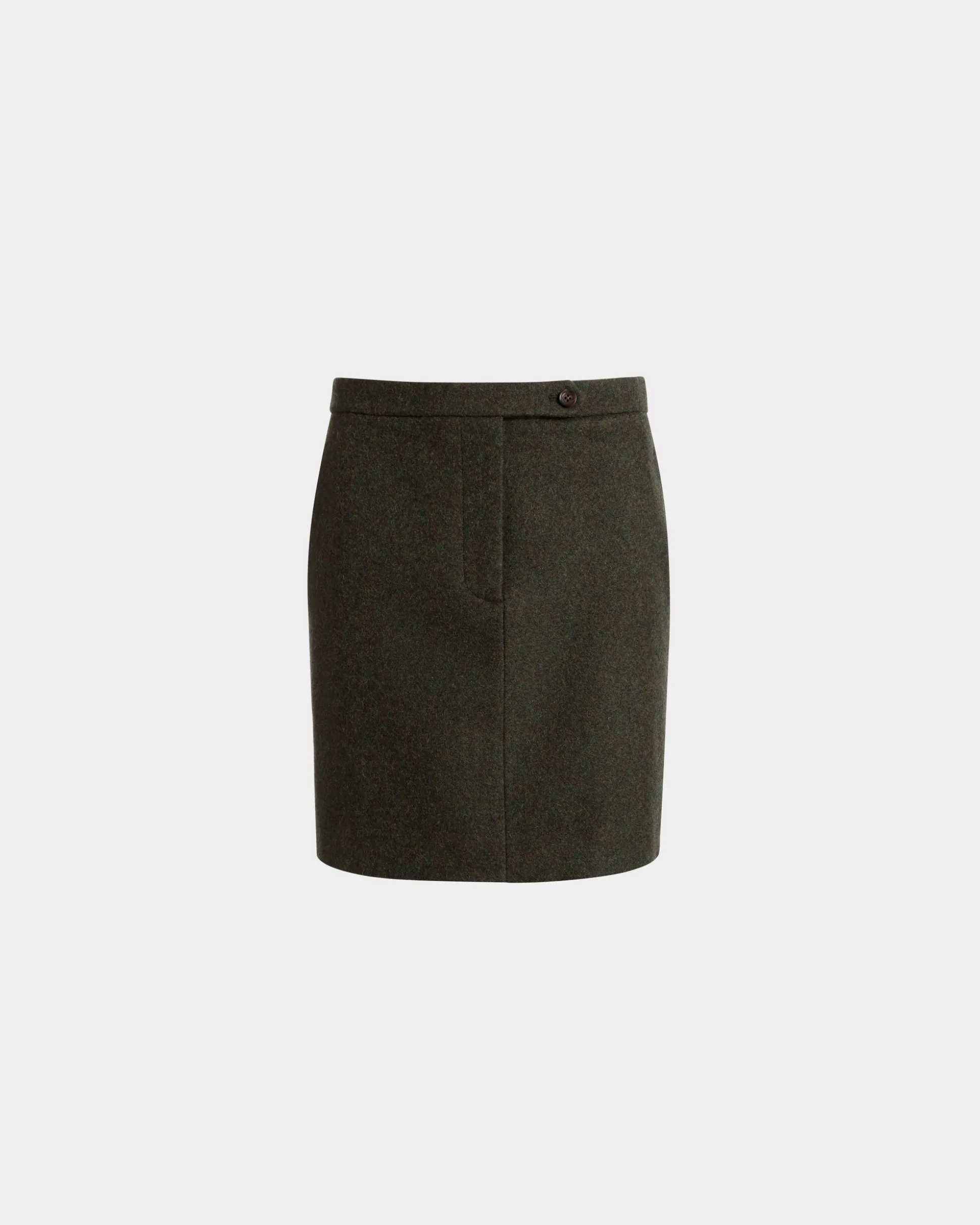 Mini Skirt In Dark Green Wool