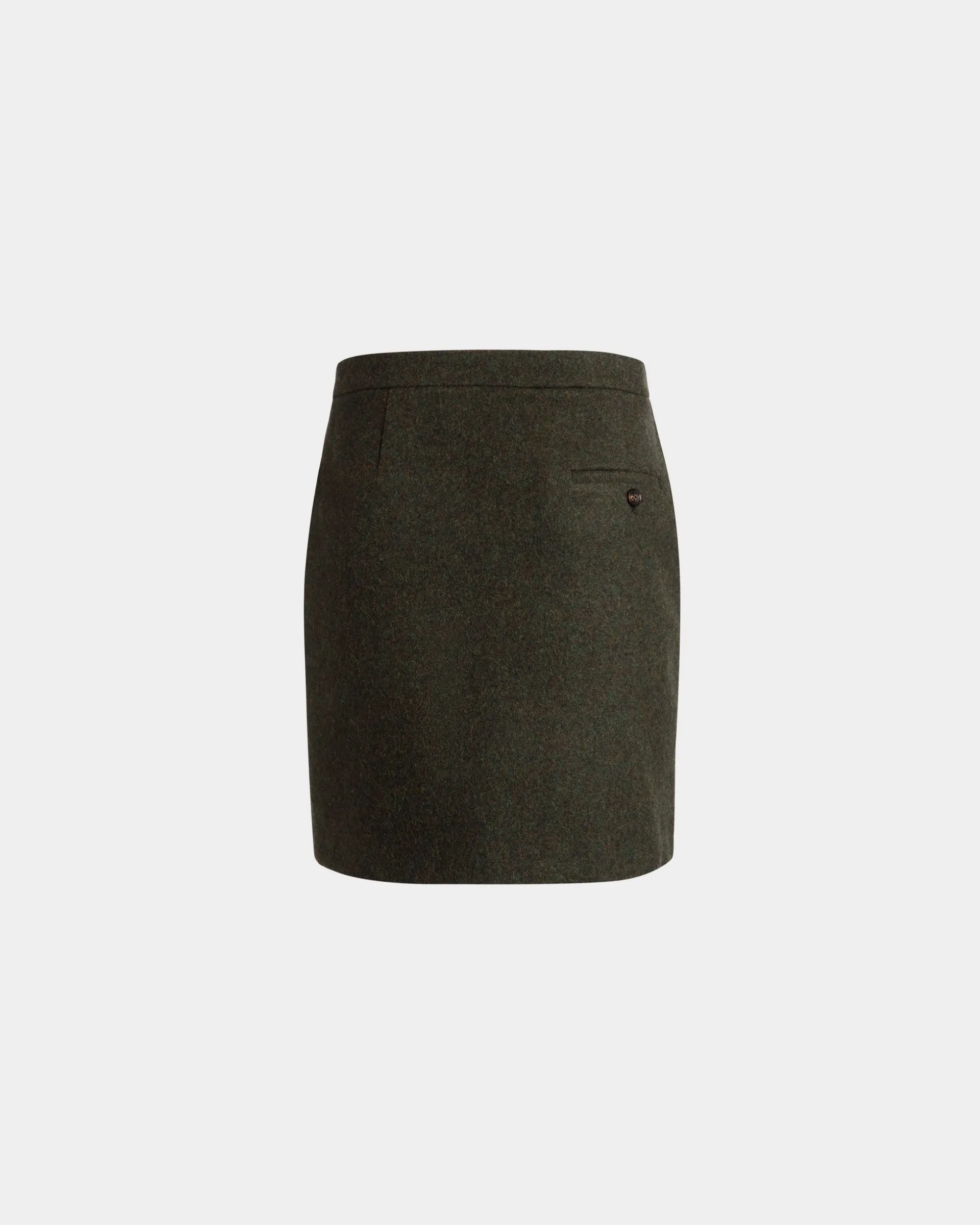 Mini Skirt In Dark Green Wool