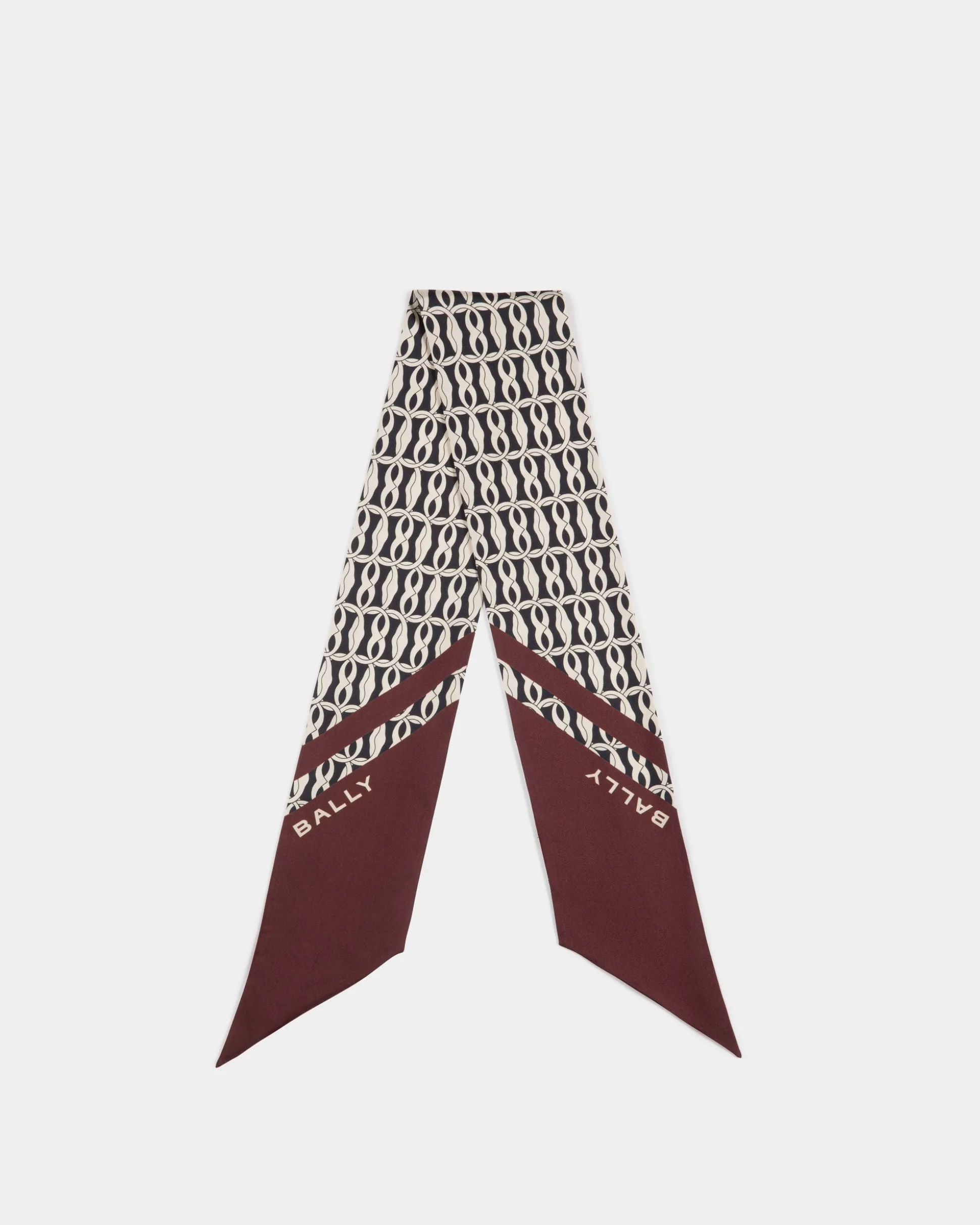 Neck Bow With Emblem Print In Andorra Silk
