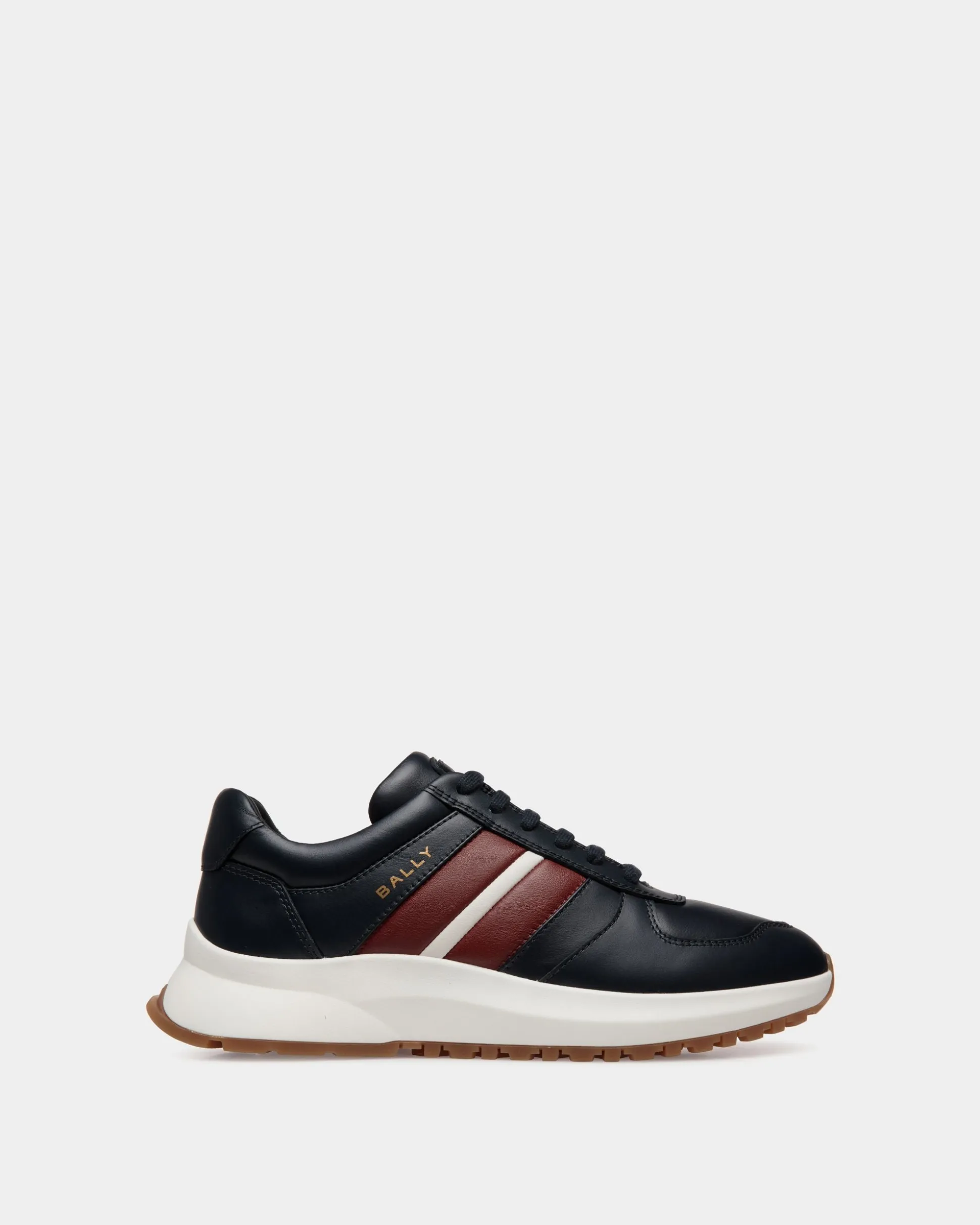Outline Sneaker In Navy Blue Leather