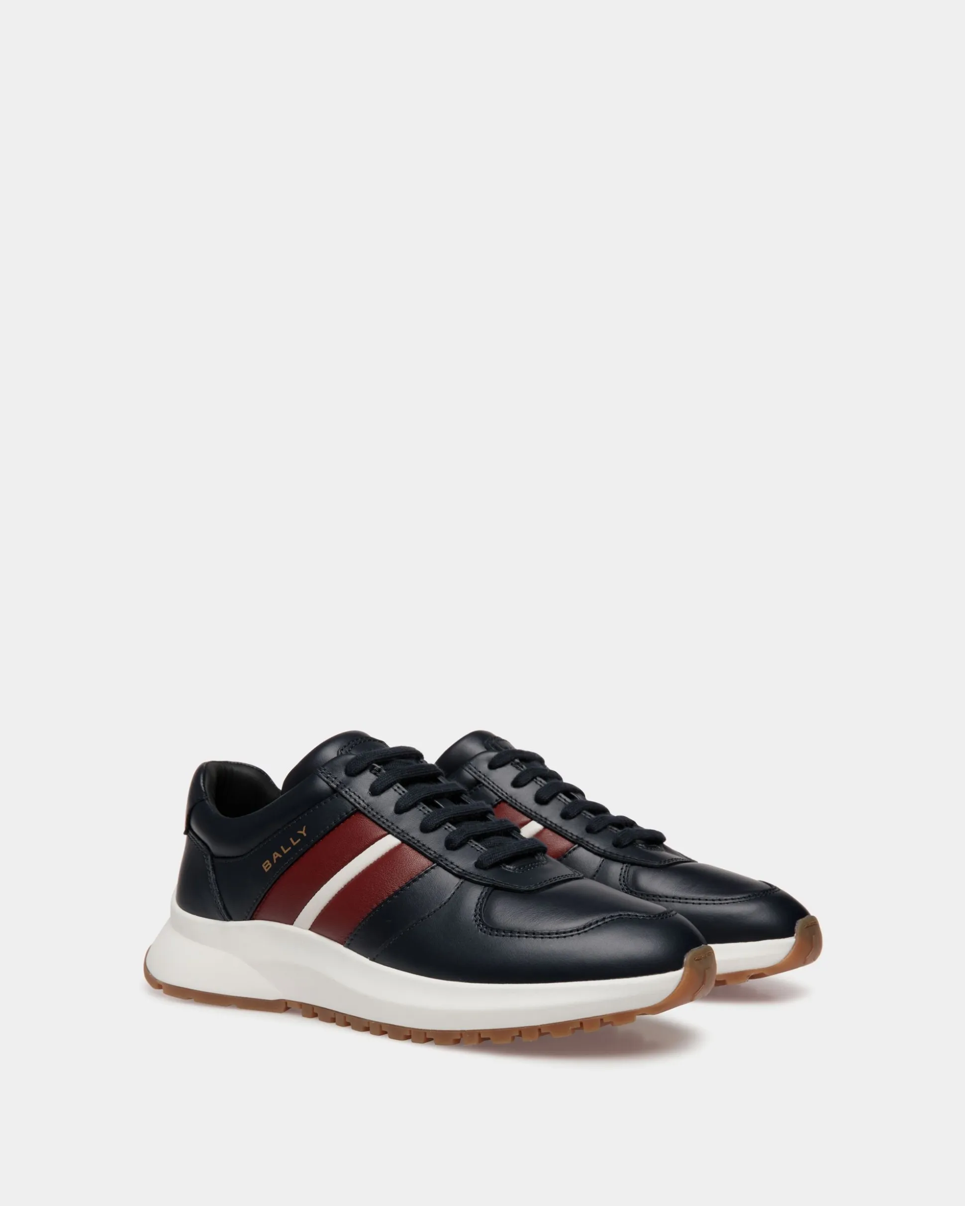 Outline Sneaker In Navy Blue Leather