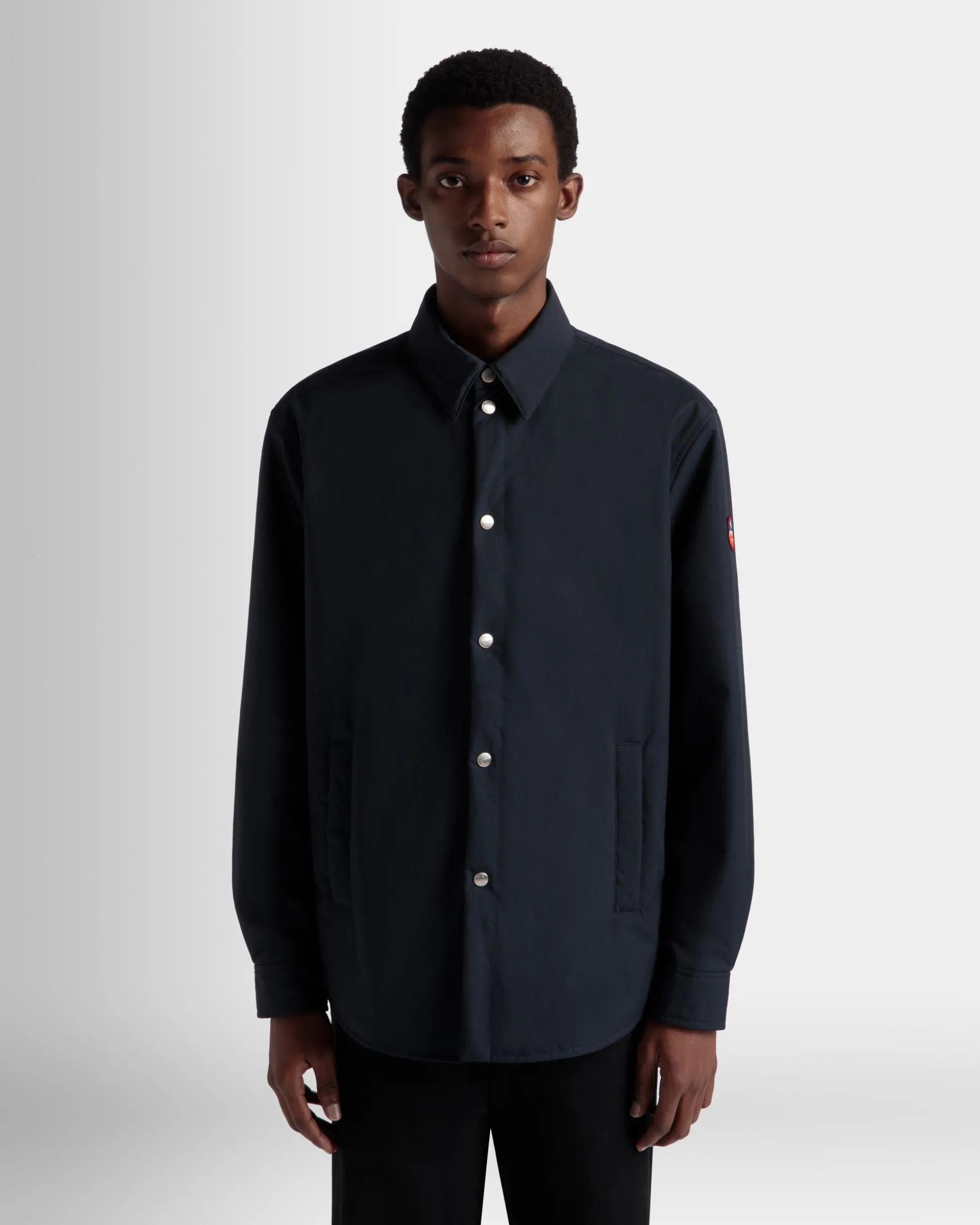 Padded Overshirt In Navy Blue Nylon