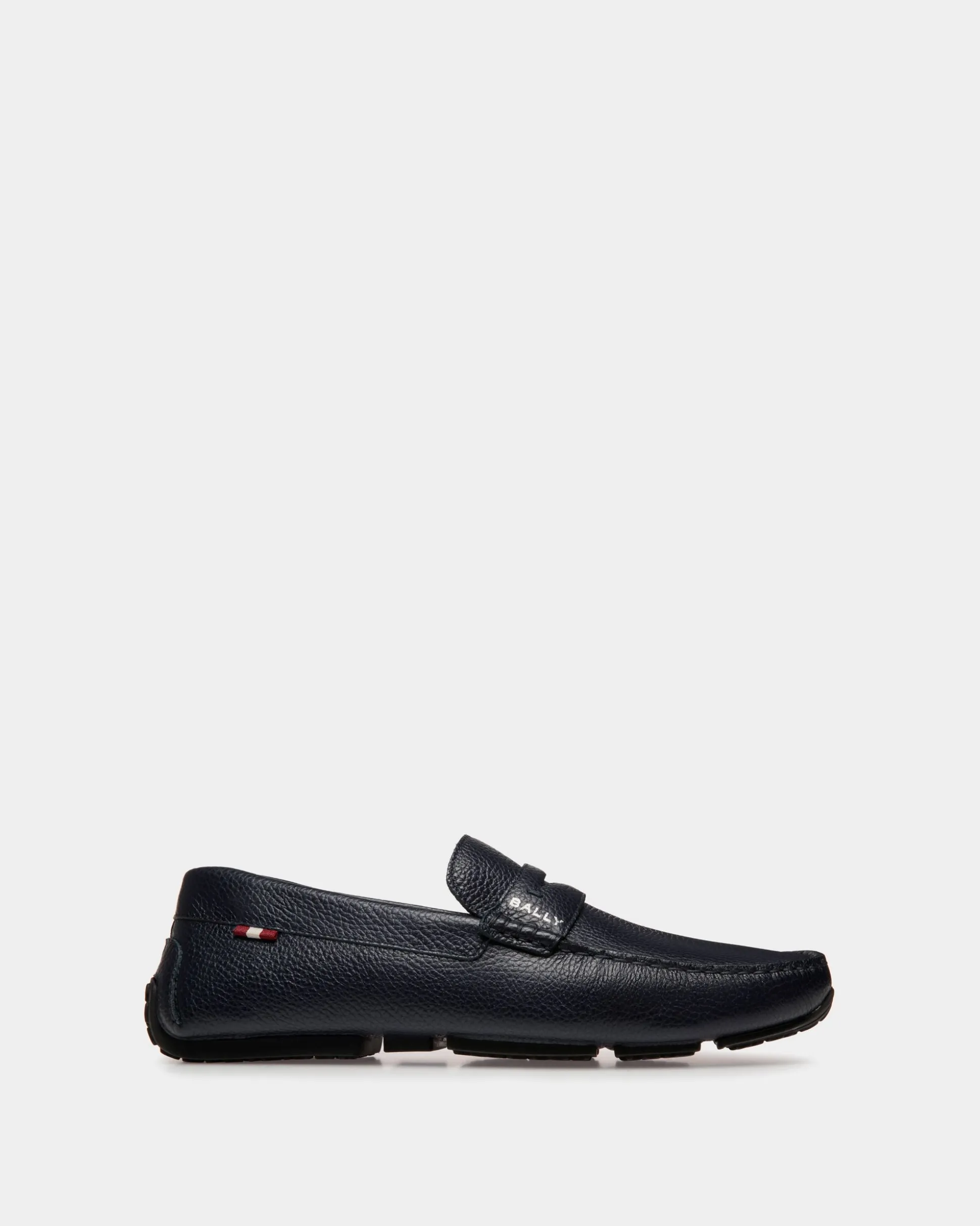 Pilot Driver In Navy Blue Grained Leather
