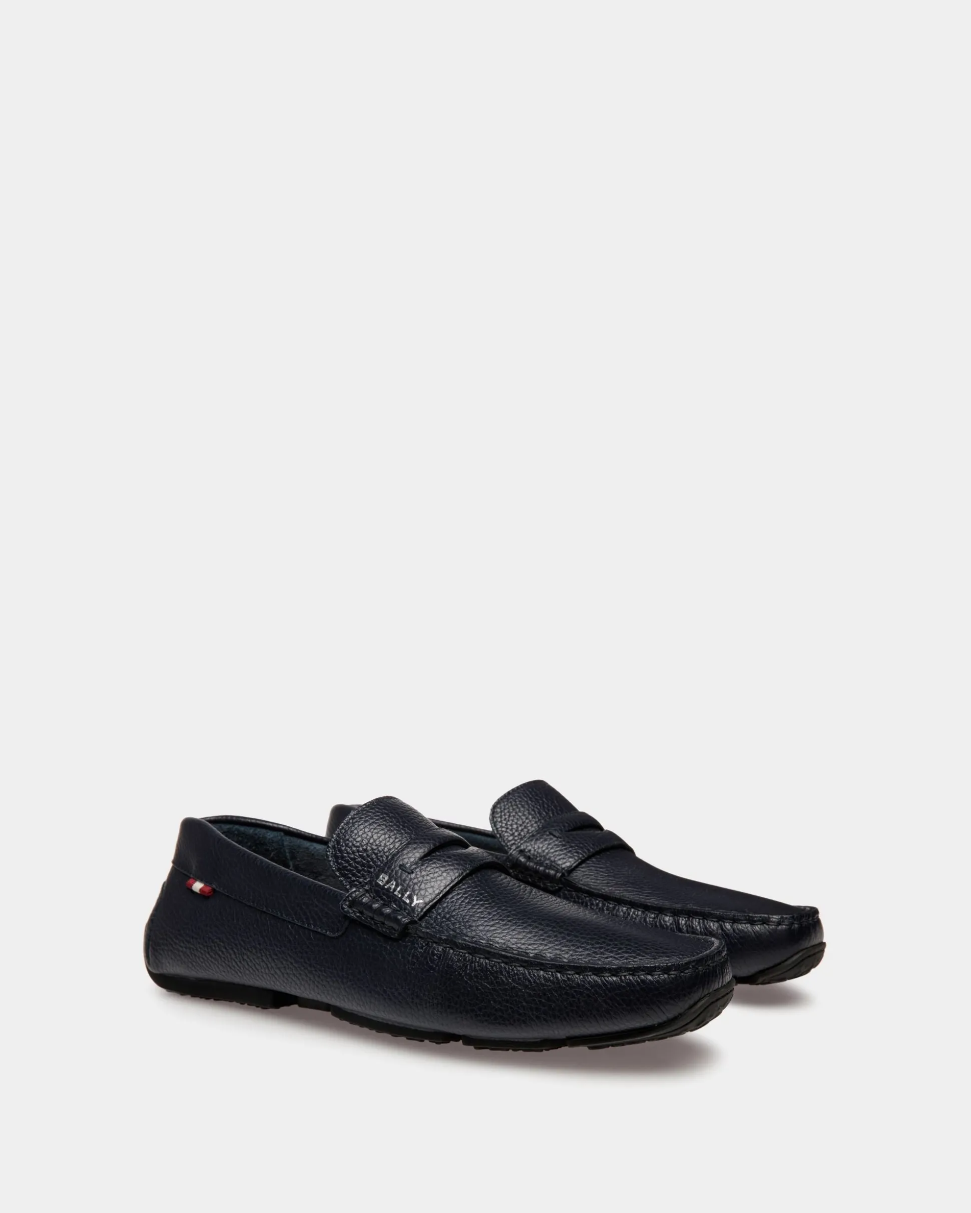 Pilot Driver In Navy Blue Grained Leather