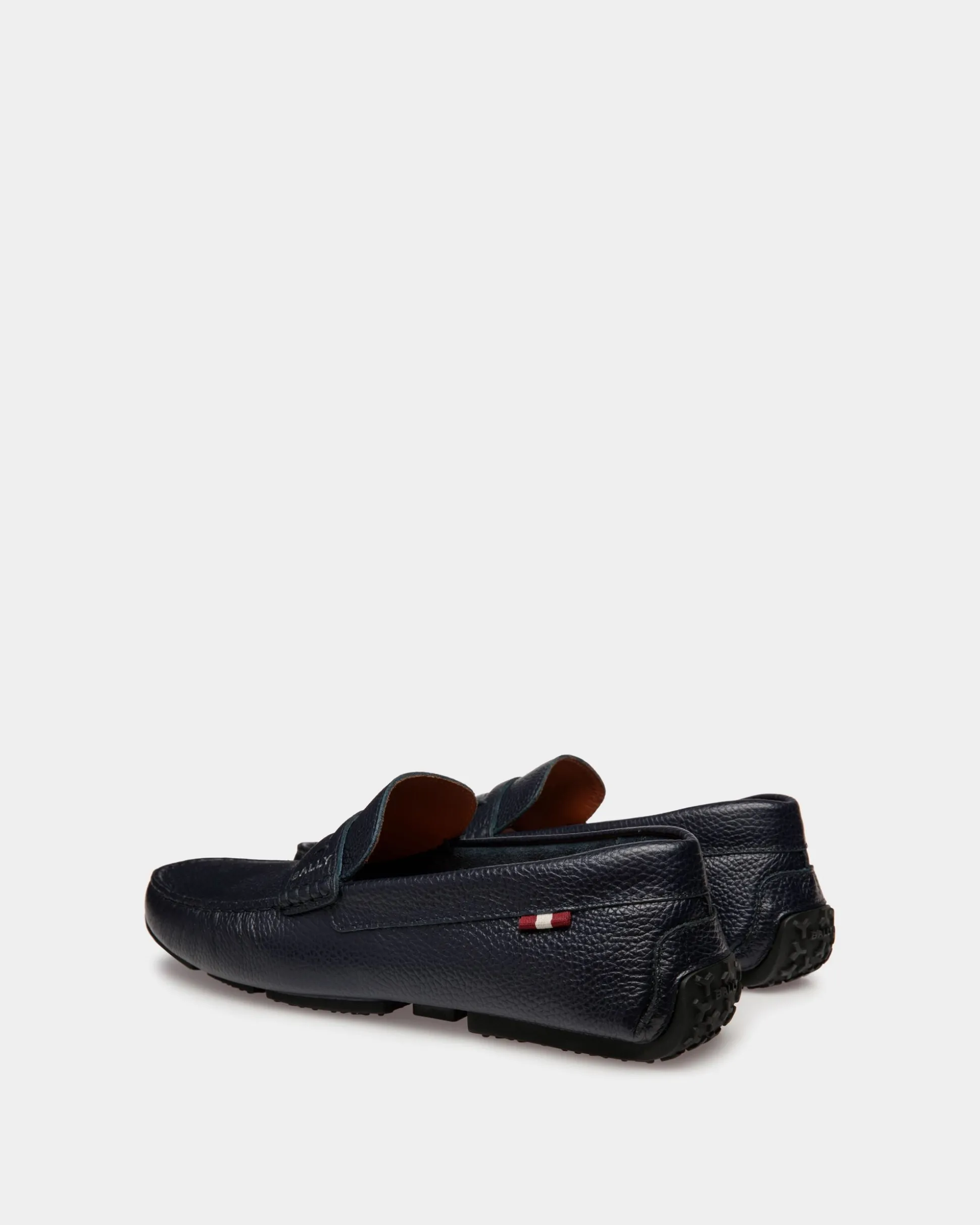Pilot Driver In Navy Blue Grained Leather