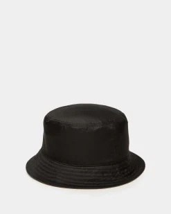 Reversible Bucket With Bally Crest Logo In Black And Olive Green Technical Fabric