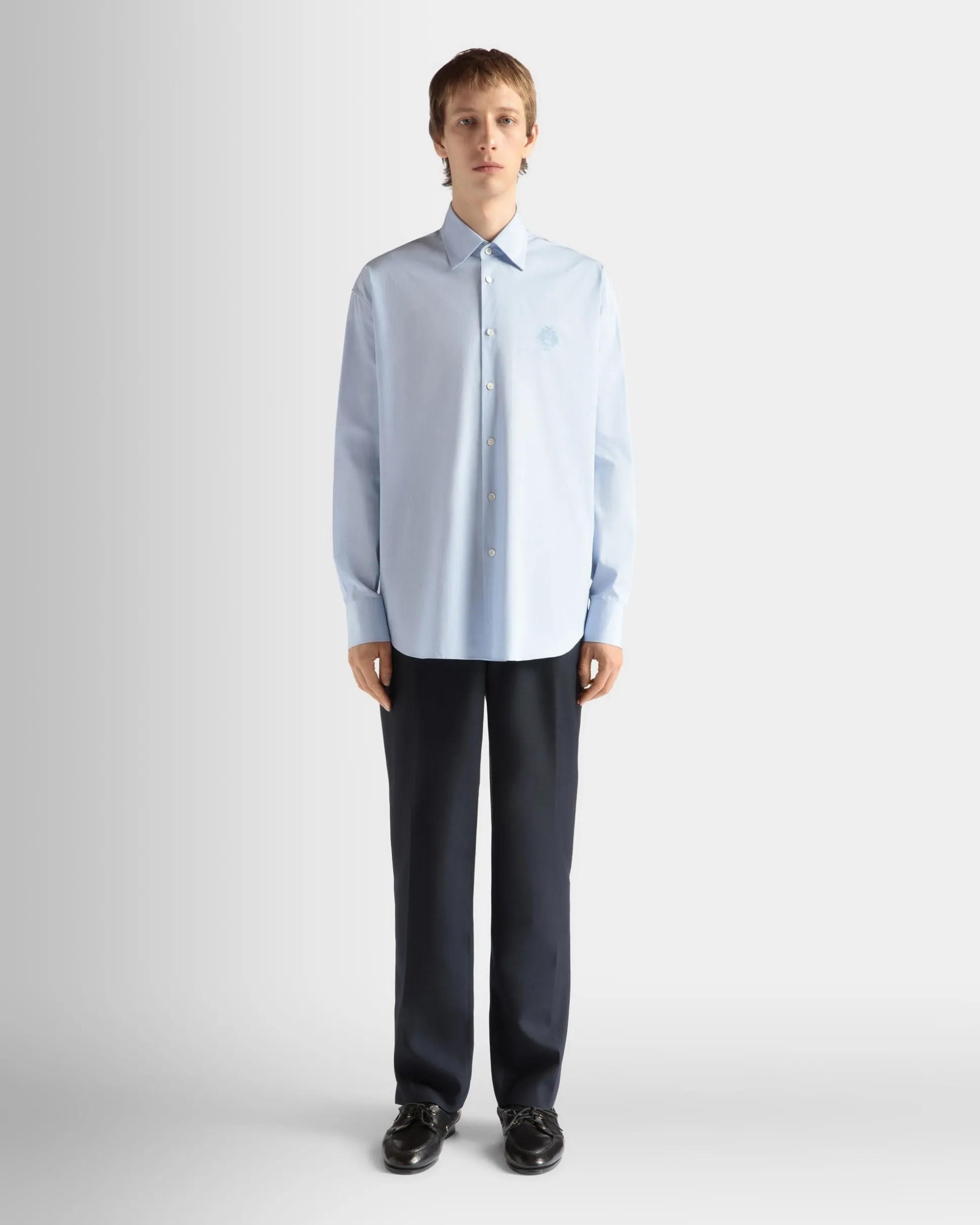 Shirt in Light Blue Cotton