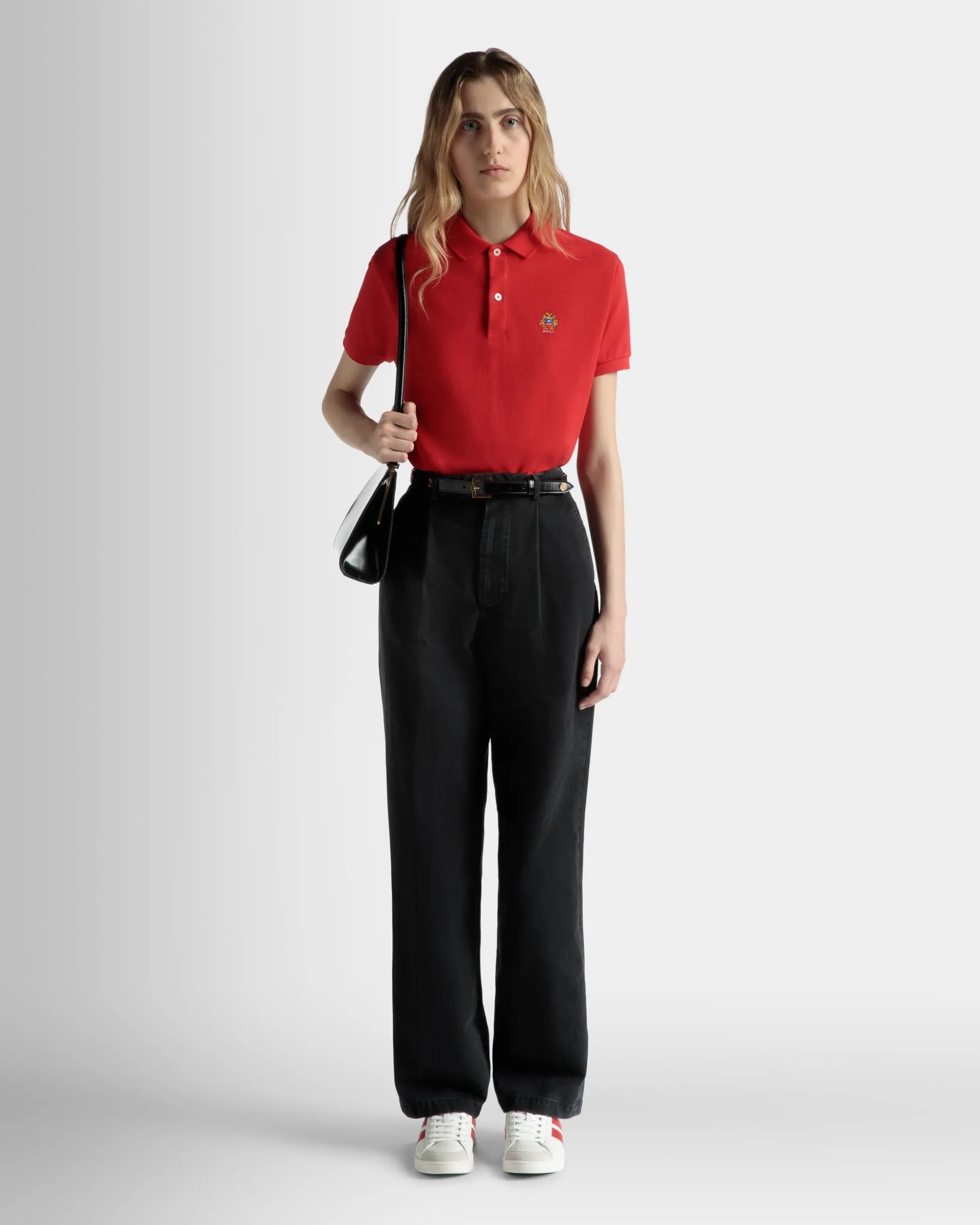 Short Sleeve Polo in Red Cotton