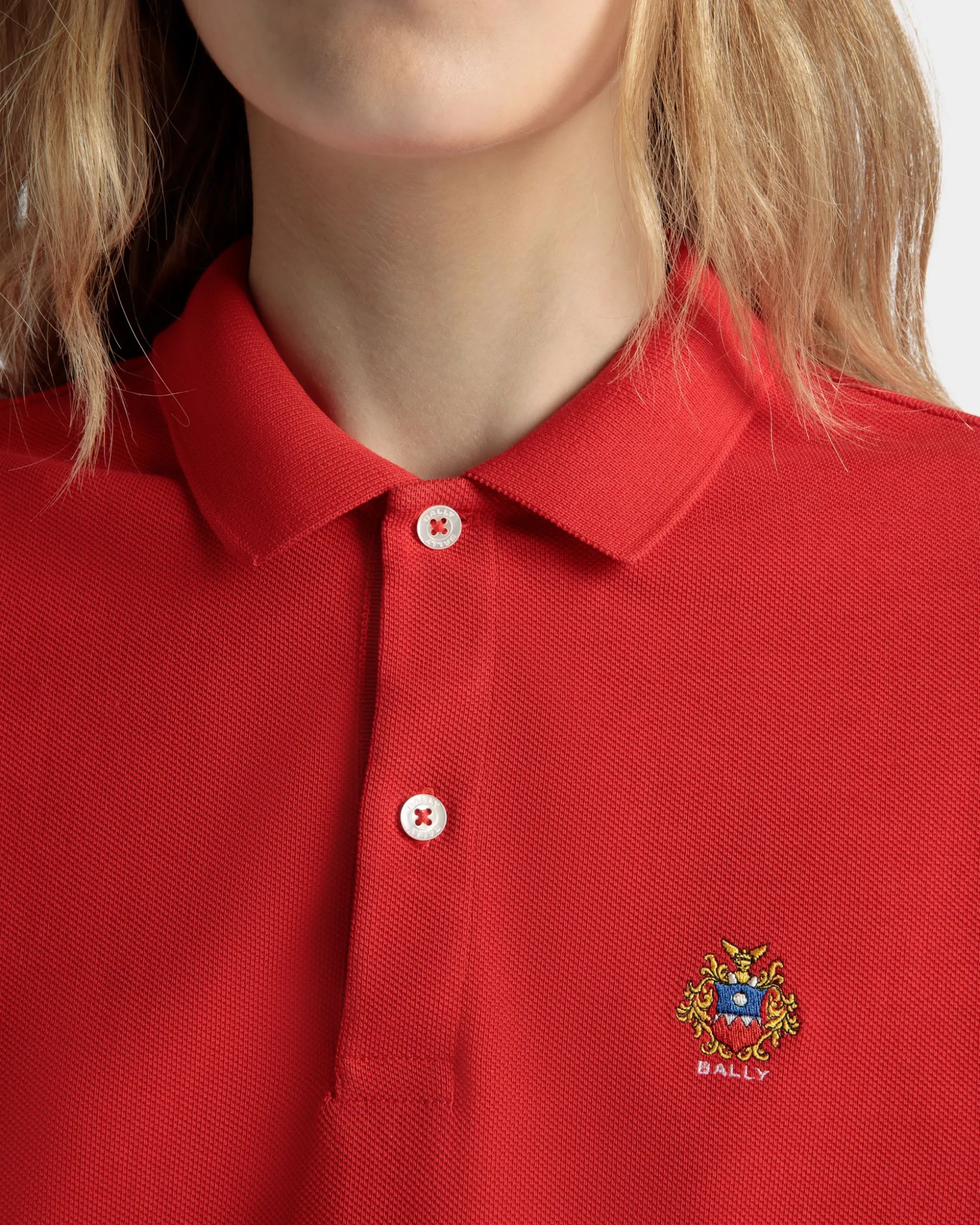 Short Sleeve Polo in Red Cotton